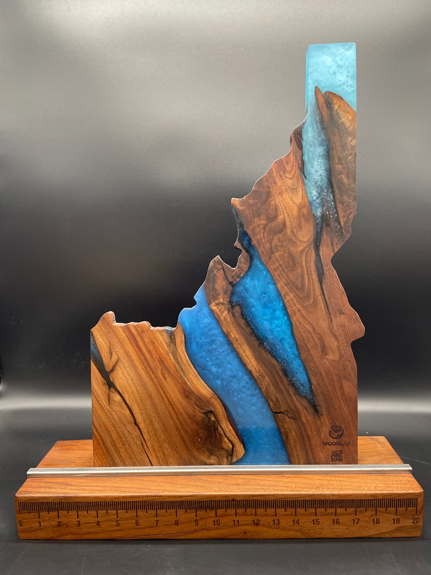 15" x 22" Handmade Black Walnut Hardwood with Multi-Blue Epoxy Resin River Idaho Charcuterie Board