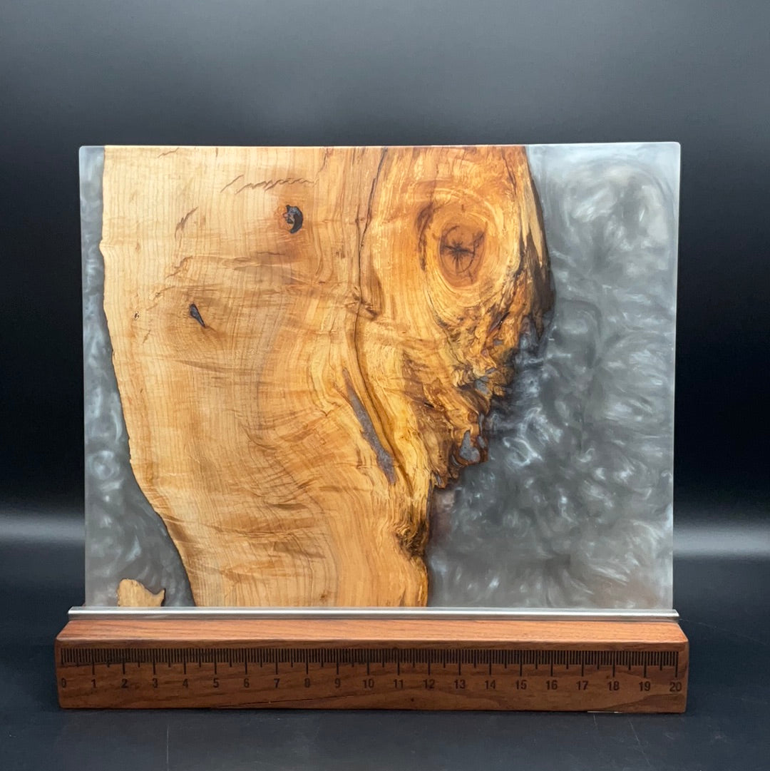 16" x 20" Spalted Maple Wood & Grey Epoxy Resin Charcuterie Board