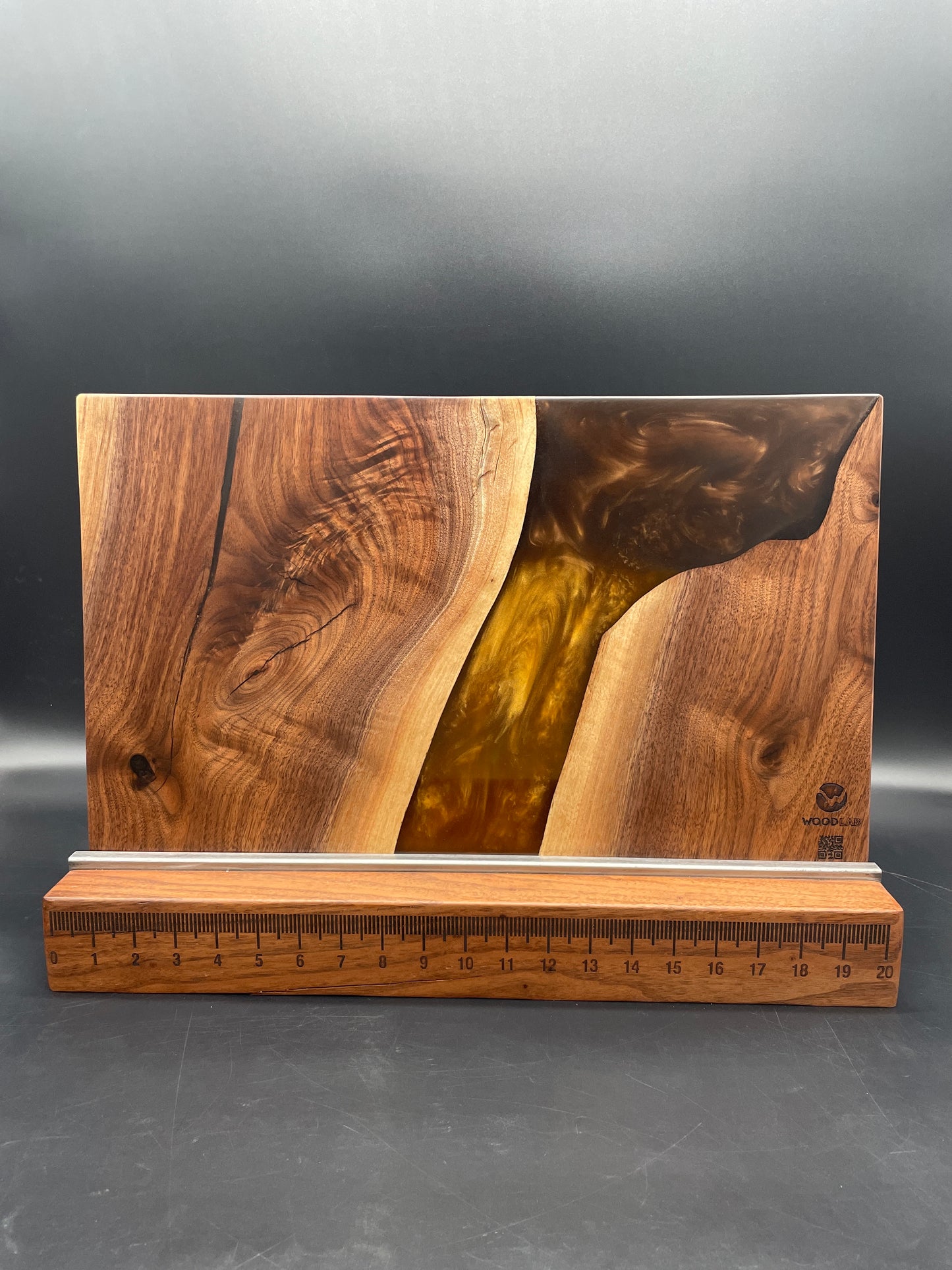 12" x 20" Black Walnut Wood & Copper Blend Epoxy Resin River Charcuterie Board