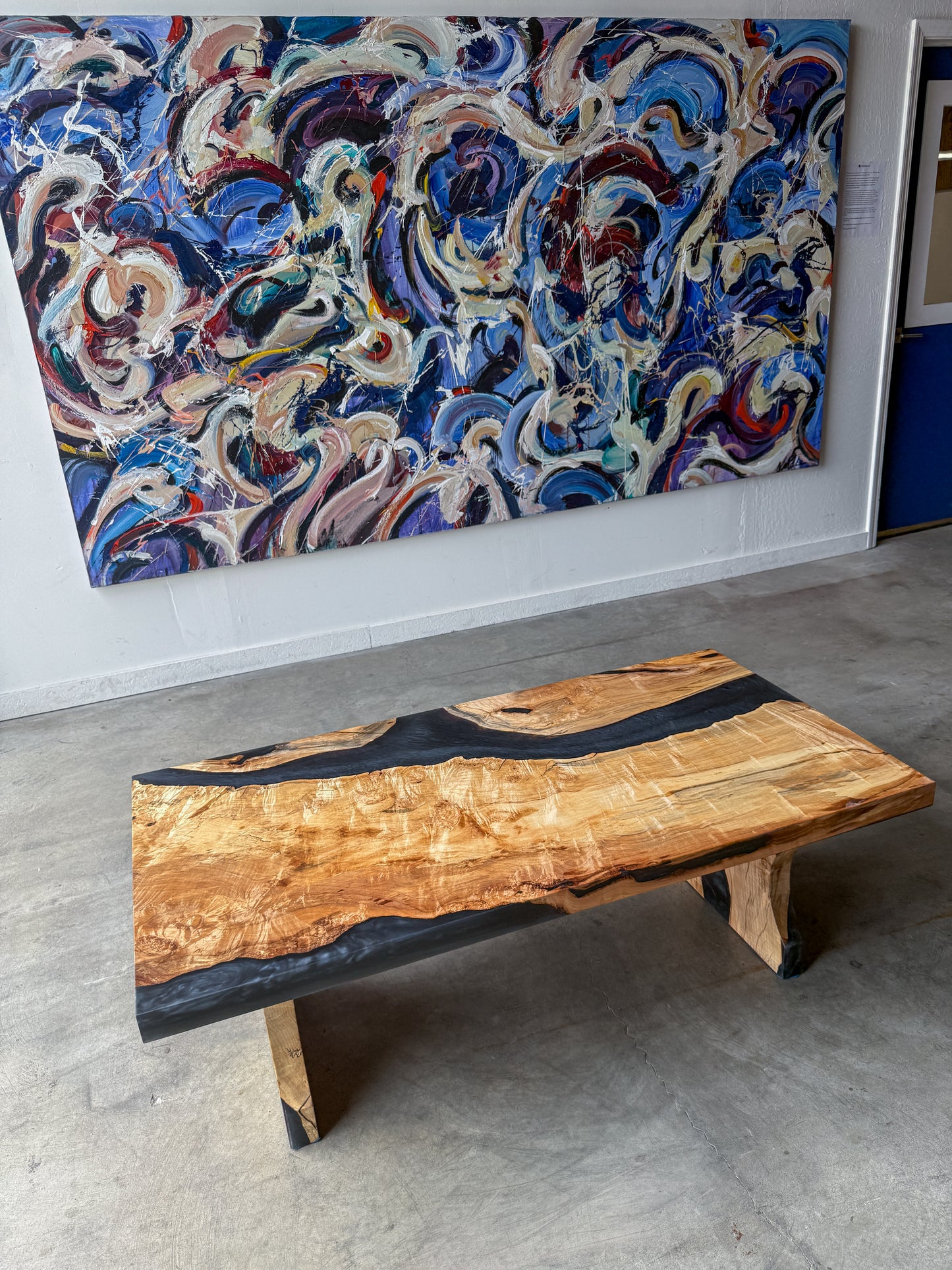 Spalted Maple Caviar Epoxy River Coffee Table