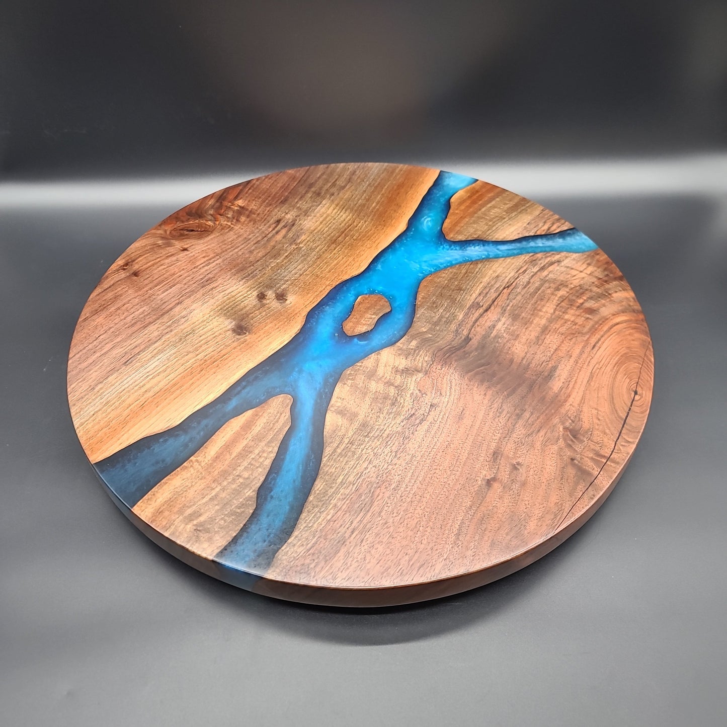Custom Black Walnut Lazy Susan with Epoxy Resin