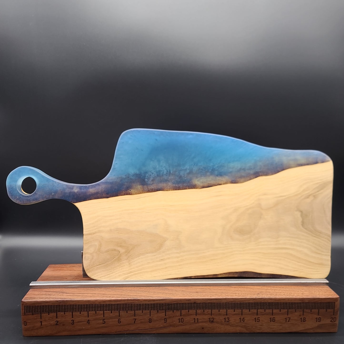 Handled Blue Epoxy and American Elm Charcuterie Board