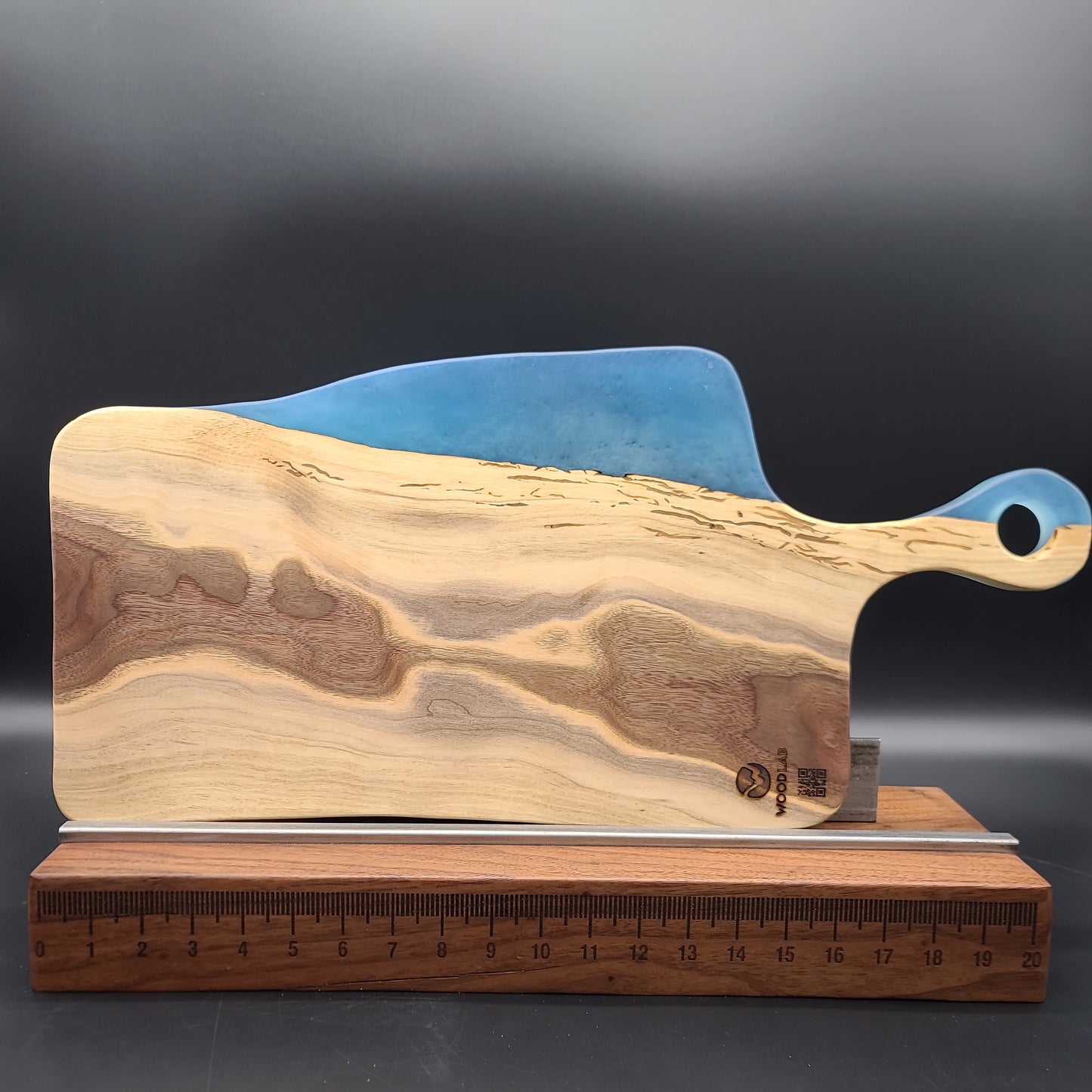 Handled Blue Epoxy and American Elm Charcuterie Board