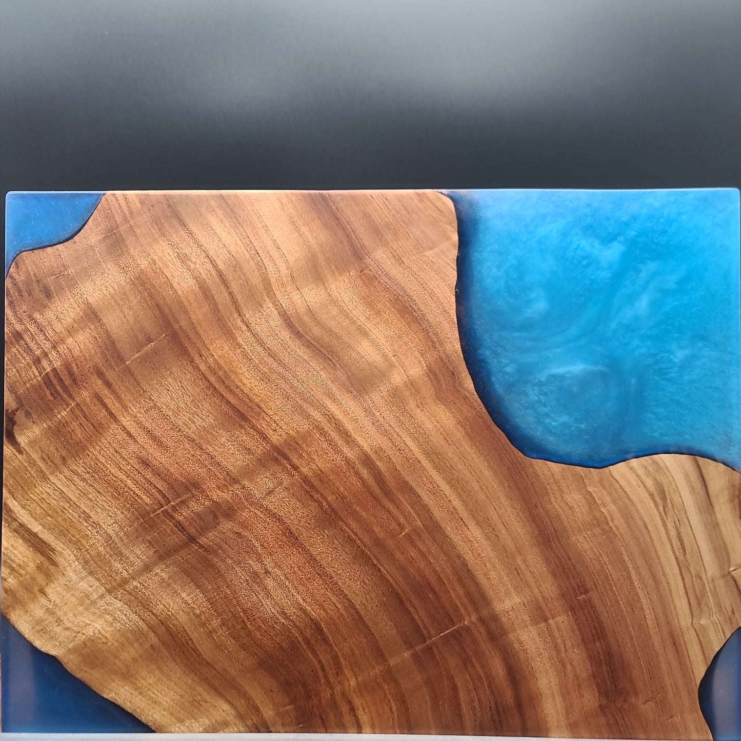 12" x 16" Exotic Wood & Blue Epoxy Resin Charcuterie Board