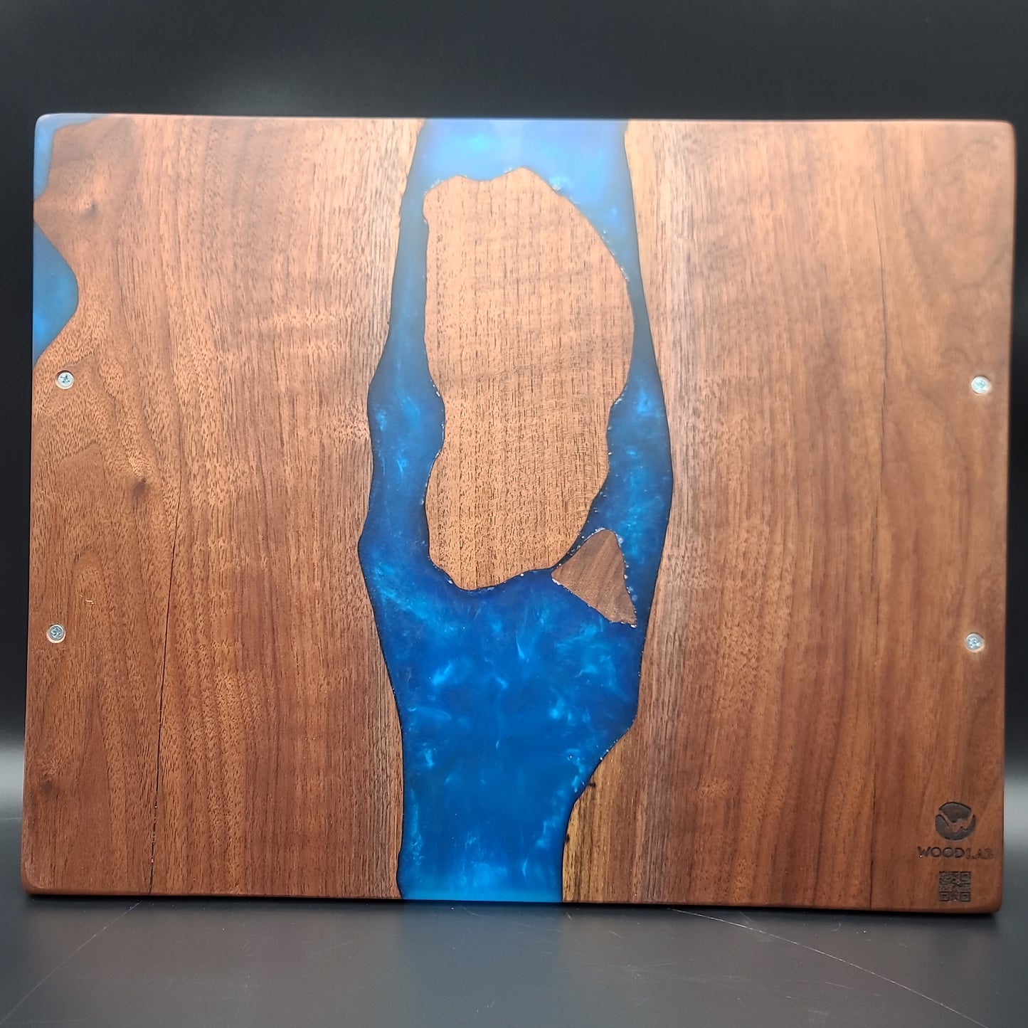 Black Walnut & Blue Epoxy Serving Tray w/ Handles
