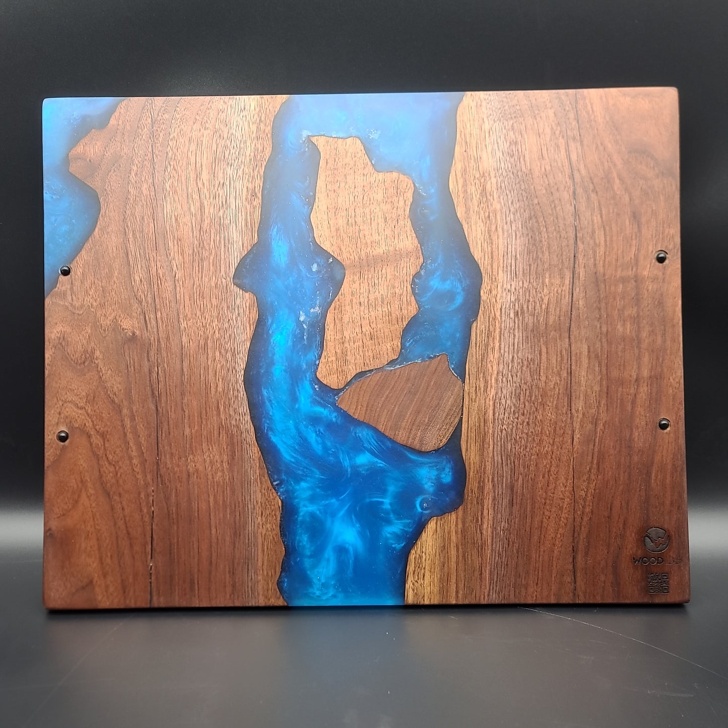 Black Walnut & Blue Epoxy Serving Tray w/ Handles