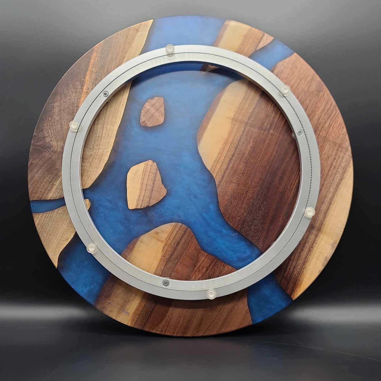 Black Walnut Lazy Susan with Midnight Blue Epoxy Resin