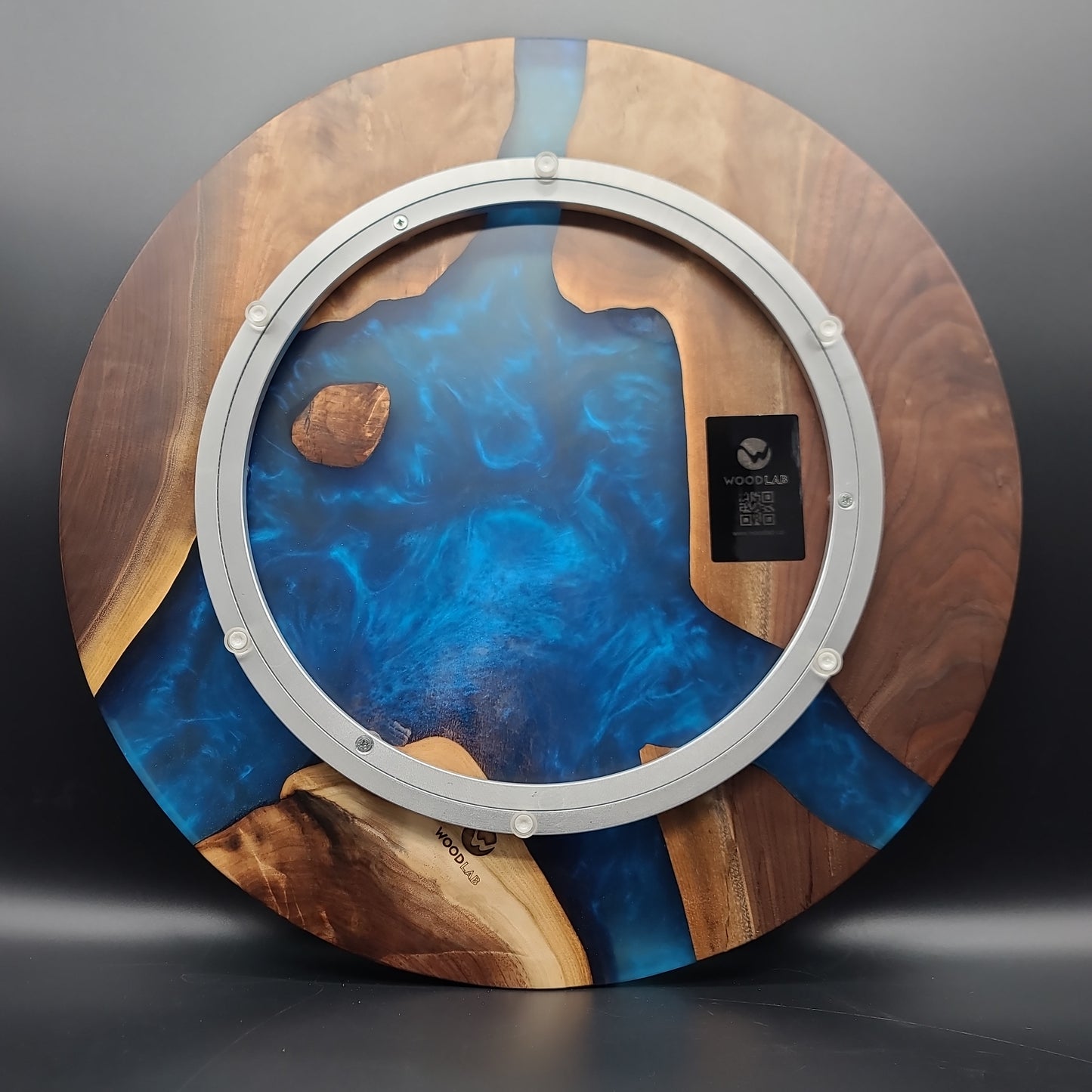 Black Walnut Lazy Susan with Ocean Blue Epoxy Resin