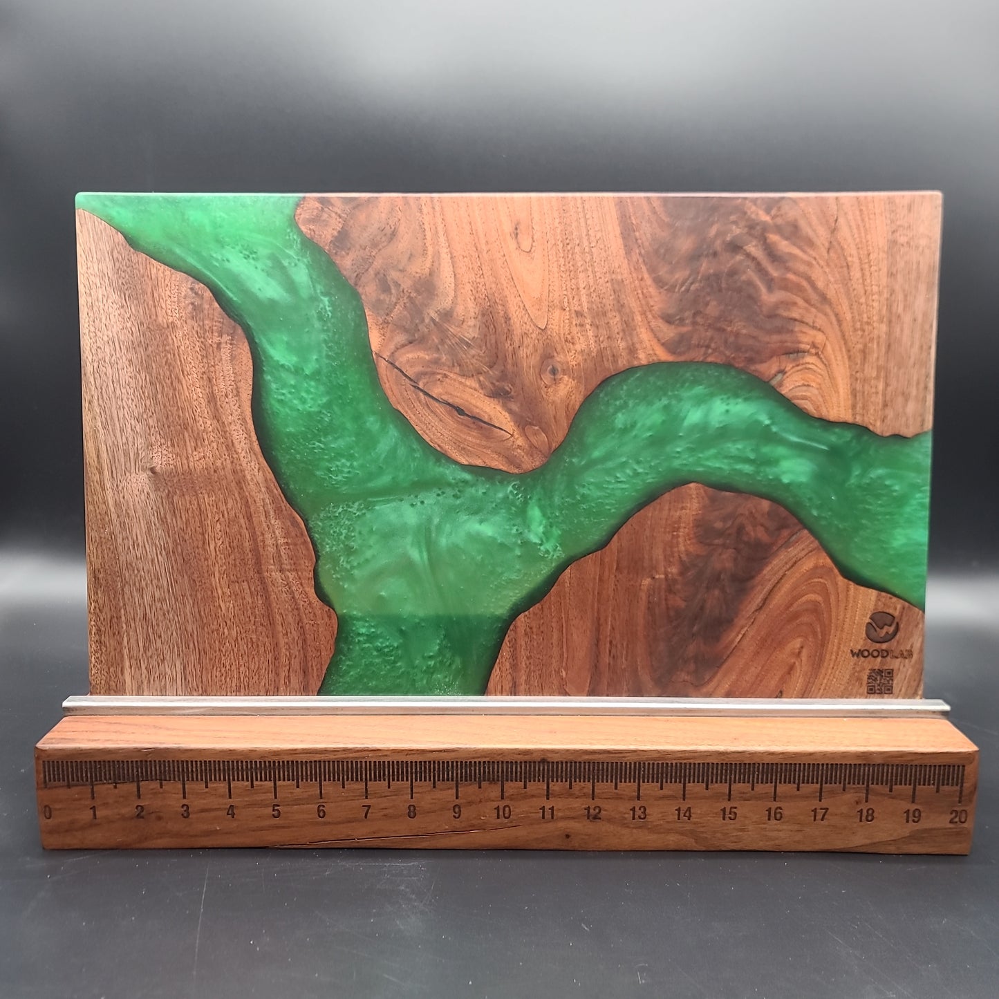 12" x 20" Black Walnut Wood & Green Epoxy Resin River Charcuterie Board