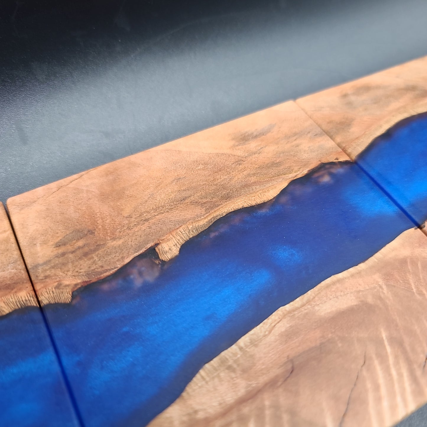 Maple and Blue Epoxy River Coasters, set of 6