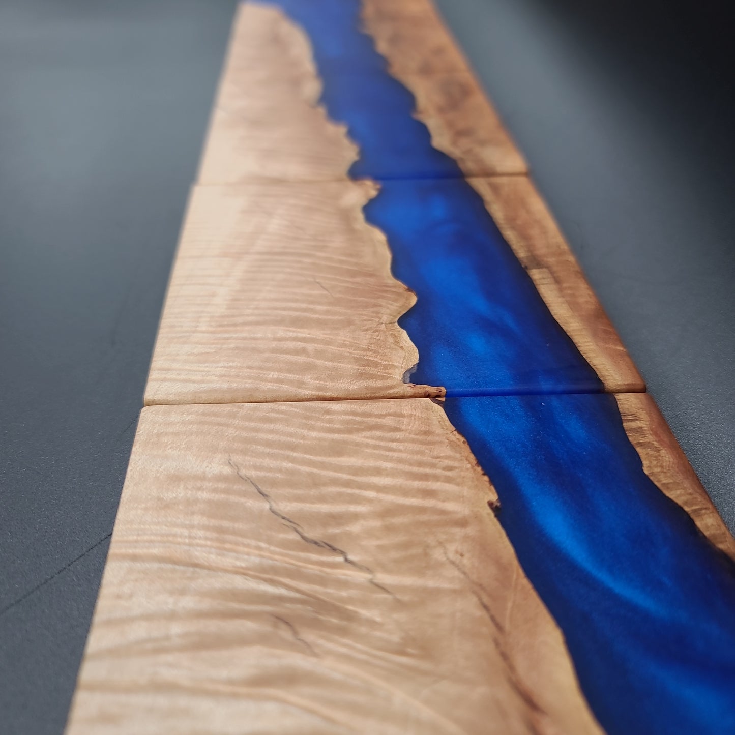 Maple and Blue Epoxy River Coasters, set of 6