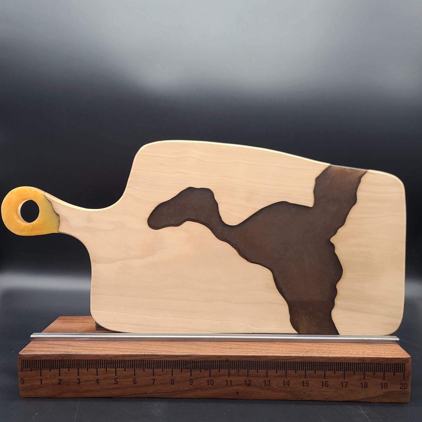 Handled Gold/Copper Epoxy and American Elm Charcuterie Board