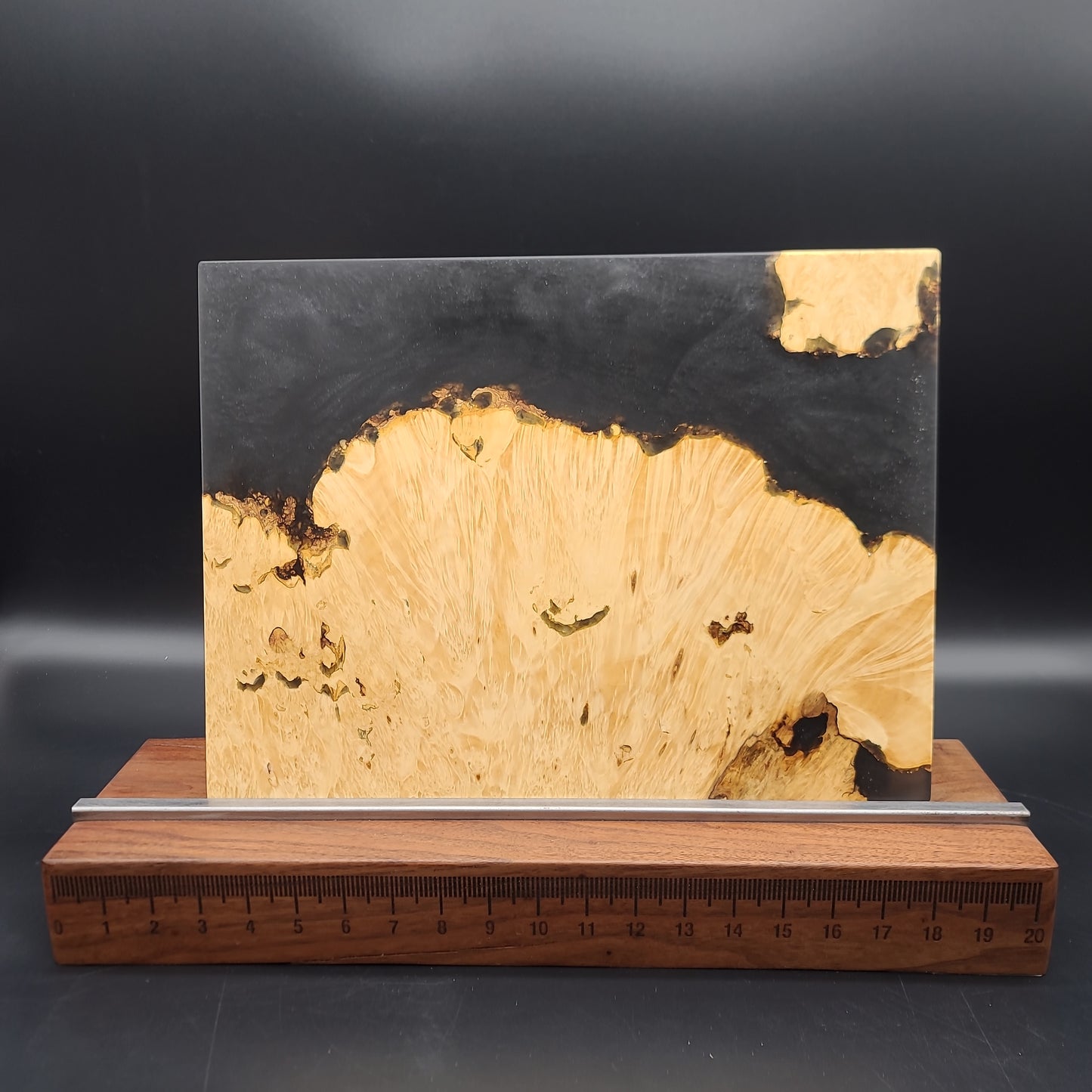 12" x 16" Exotic Wood & Smokey Black Epoxy Resin Charcuterie Board
