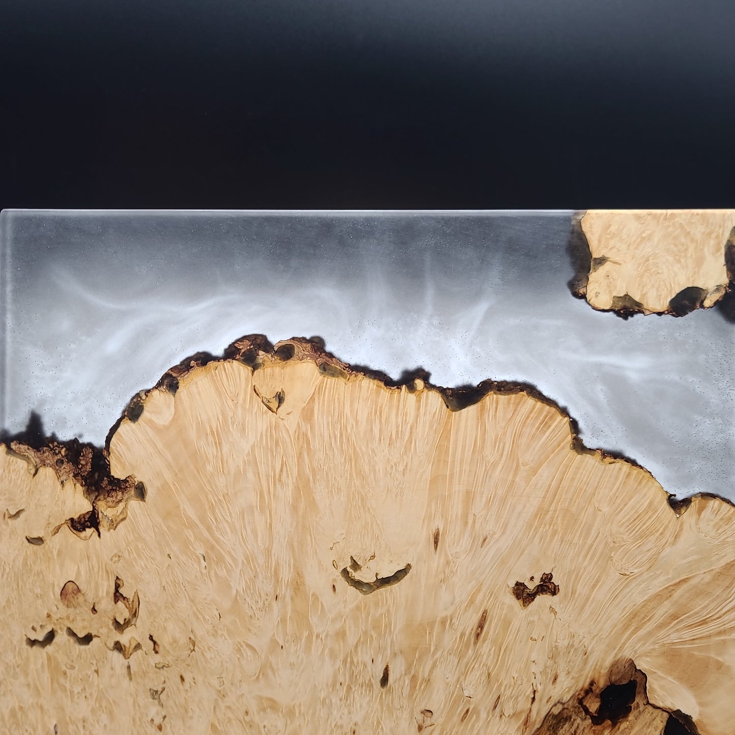 12" x 16" Exotic Wood & Smokey Black Epoxy Resin Charcuterie Board