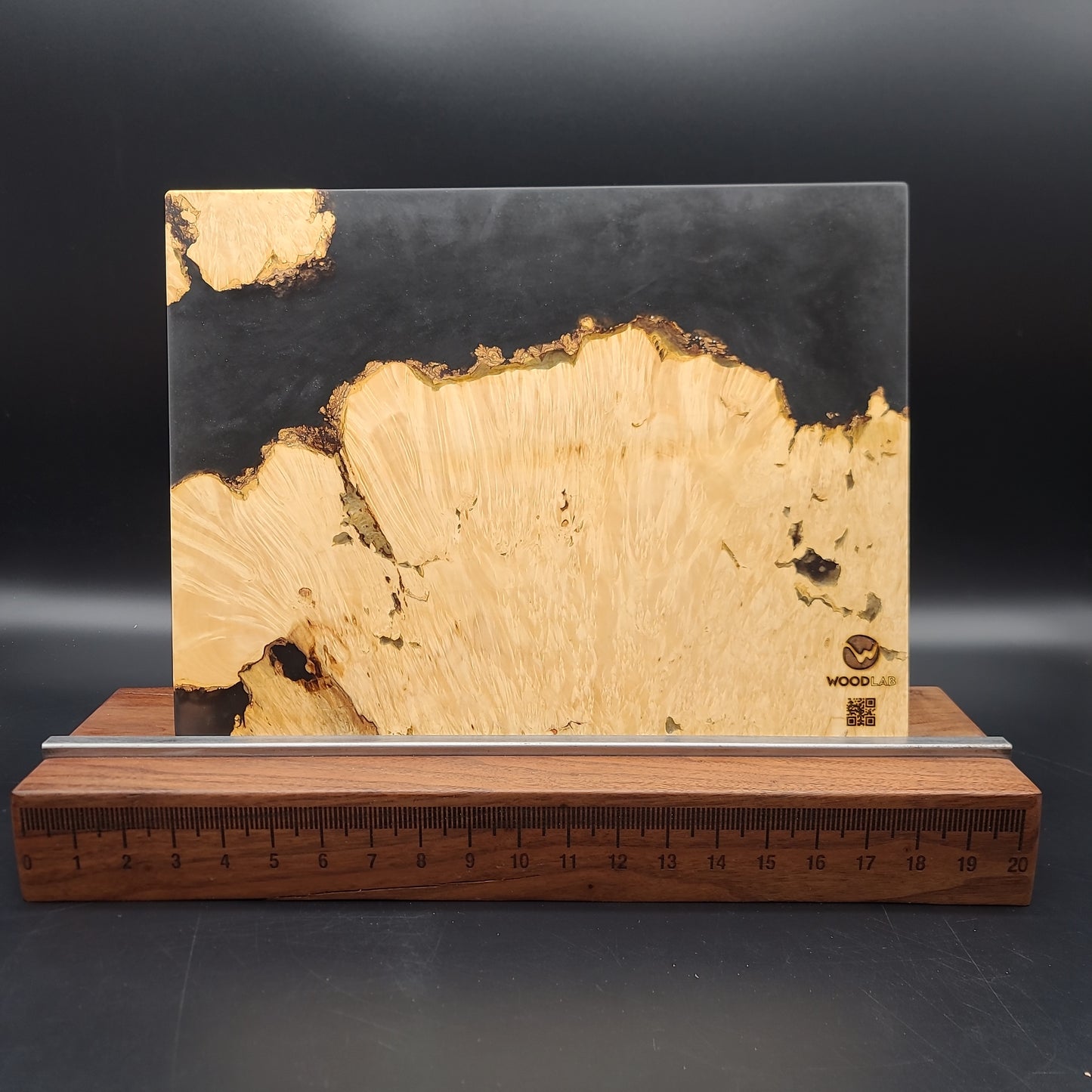 12" x 16" Exotic Wood & Smokey Black Epoxy Resin Charcuterie Board