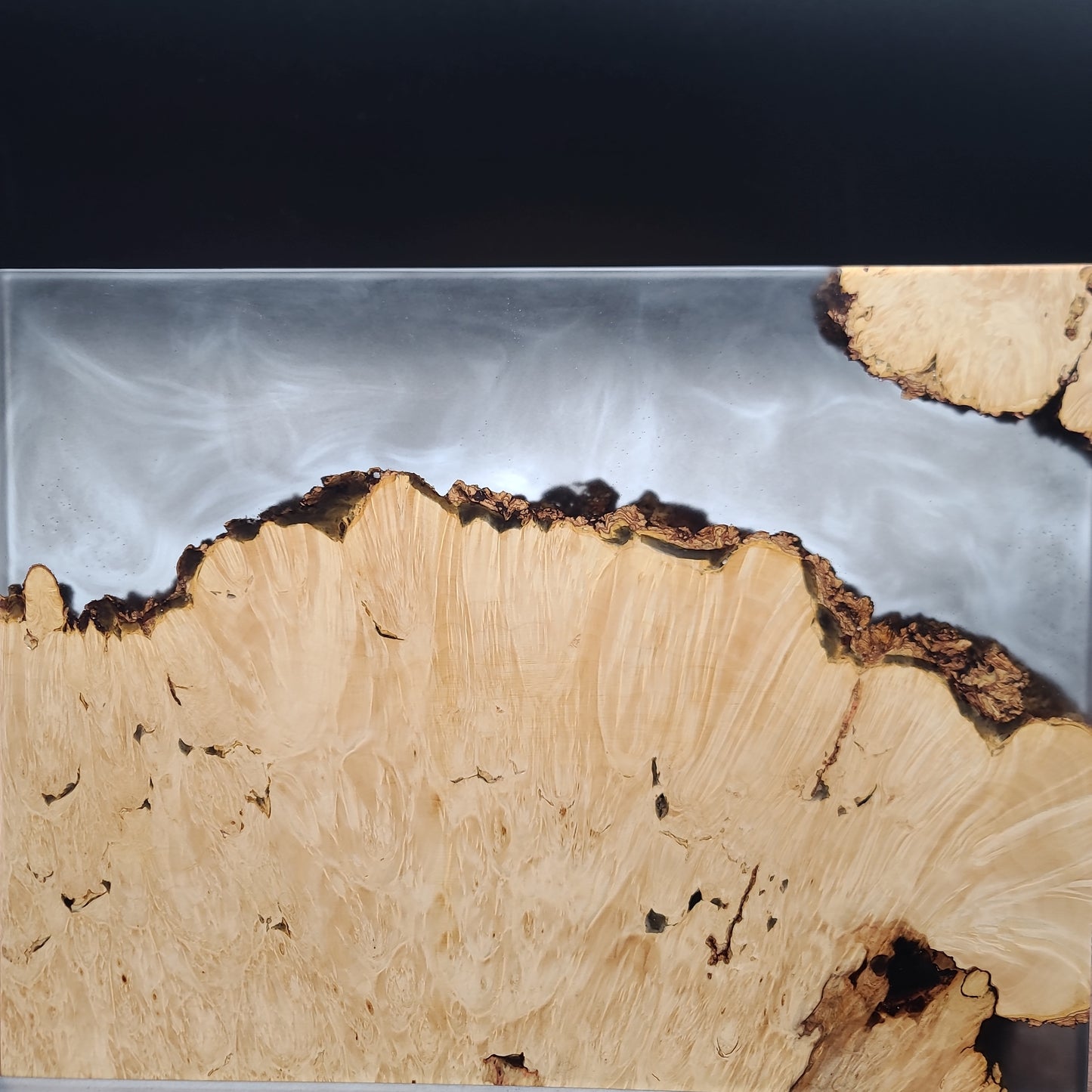 12" x 16" Exotic Wood & Smokey Black Epoxy Resin Charcuterie Board