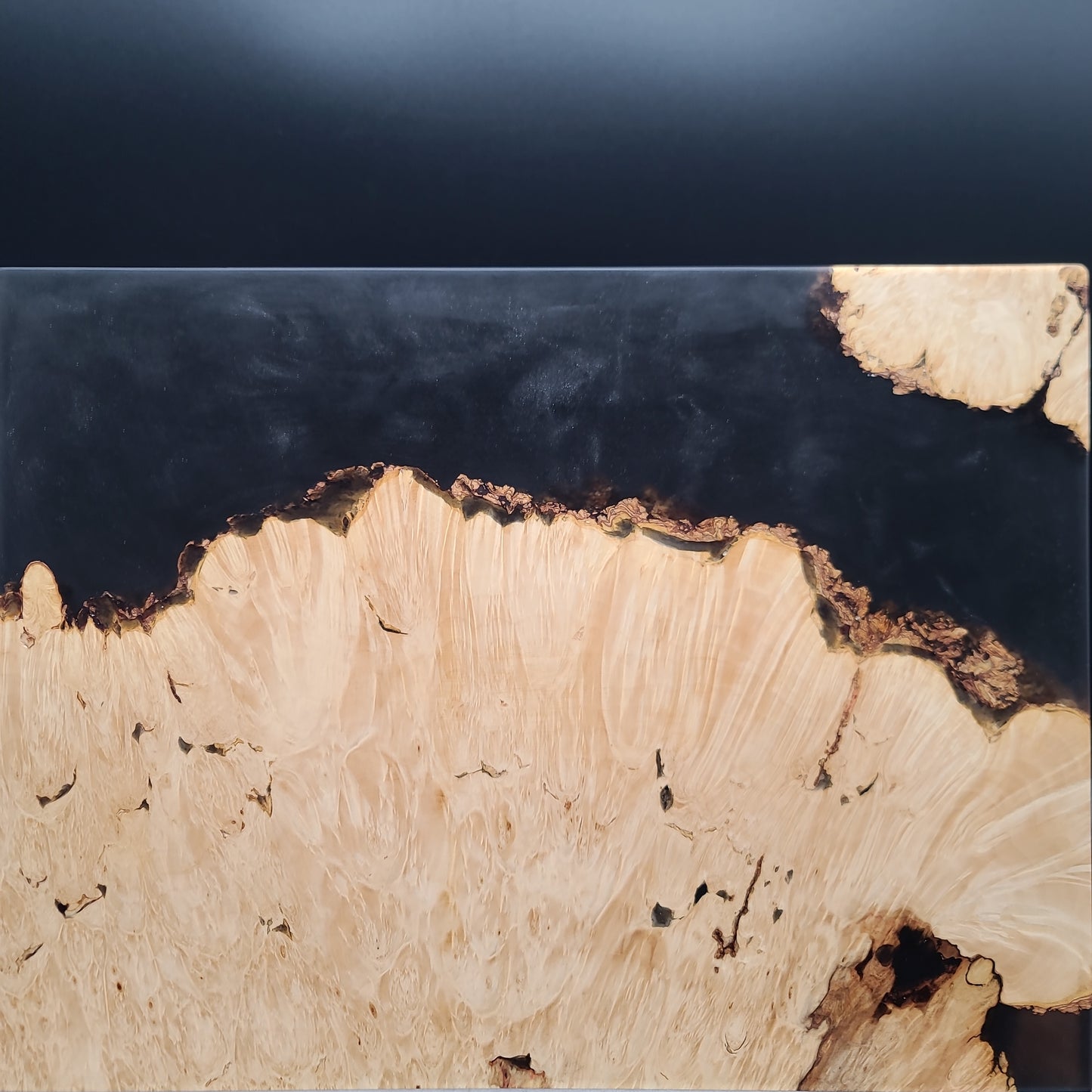 12" x 16" Exotic Wood & Smokey Black Epoxy Resin Charcuterie Board