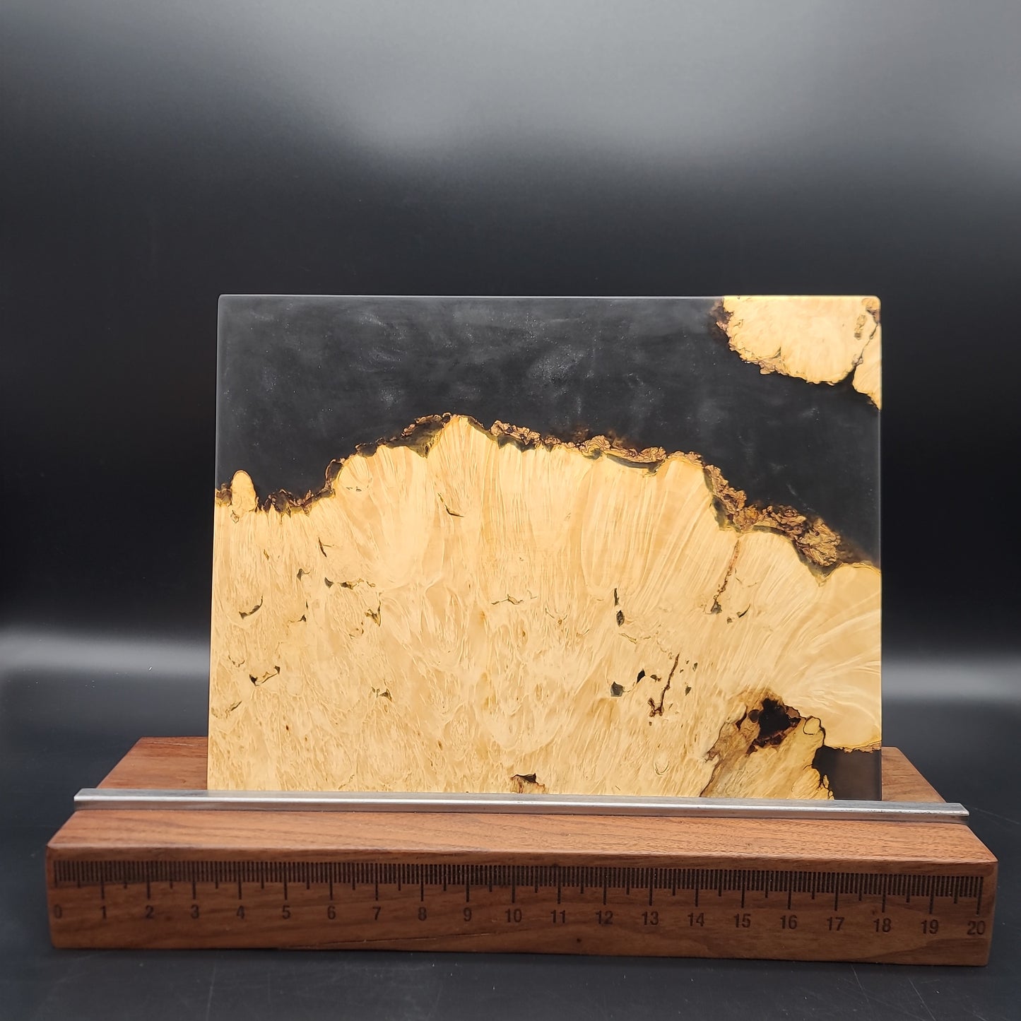 12" x 16" Exotic Wood & Smokey Black Epoxy Resin Charcuterie Board