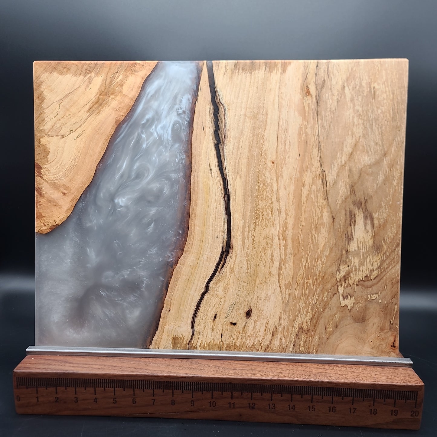 16" x 20" Spalted Maple Wood & Grey Epoxy Resin Charcuterie Board