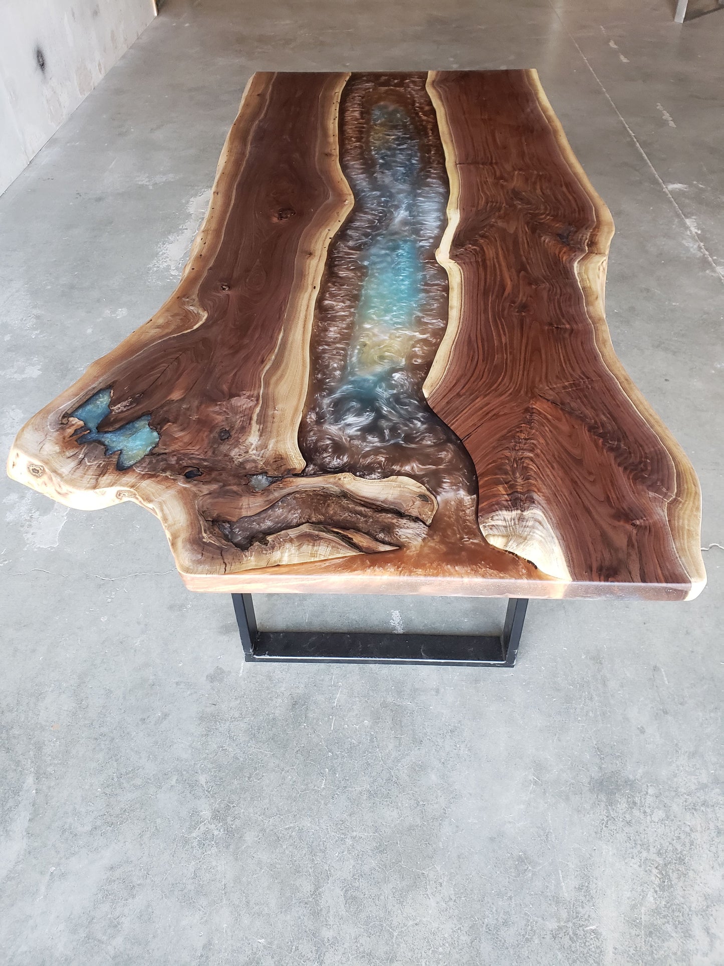 Customizable American Elm (or similar) and Epoxy River Dining Table