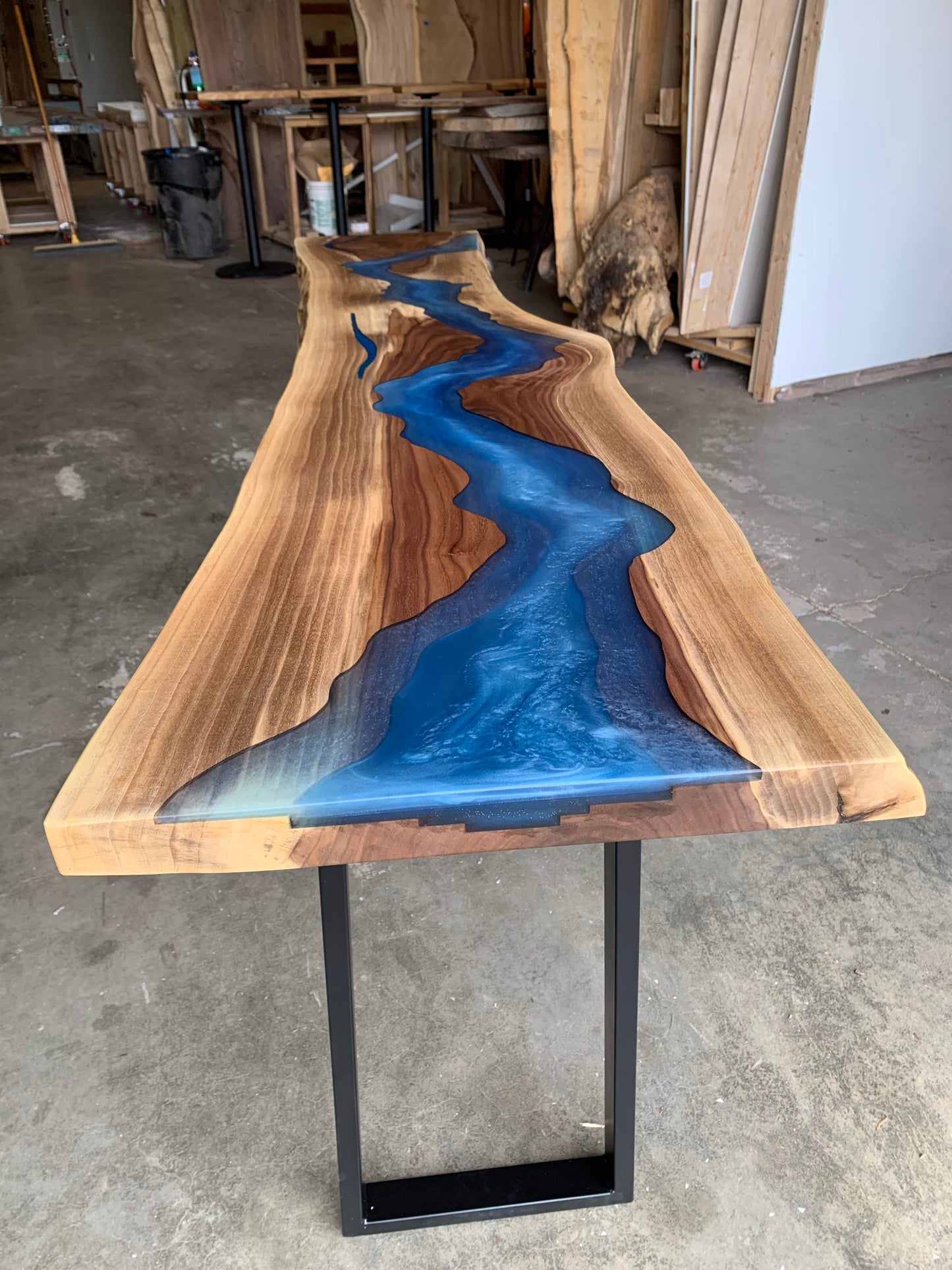 Signature Black Walnut Epoxy Resin River Console Table