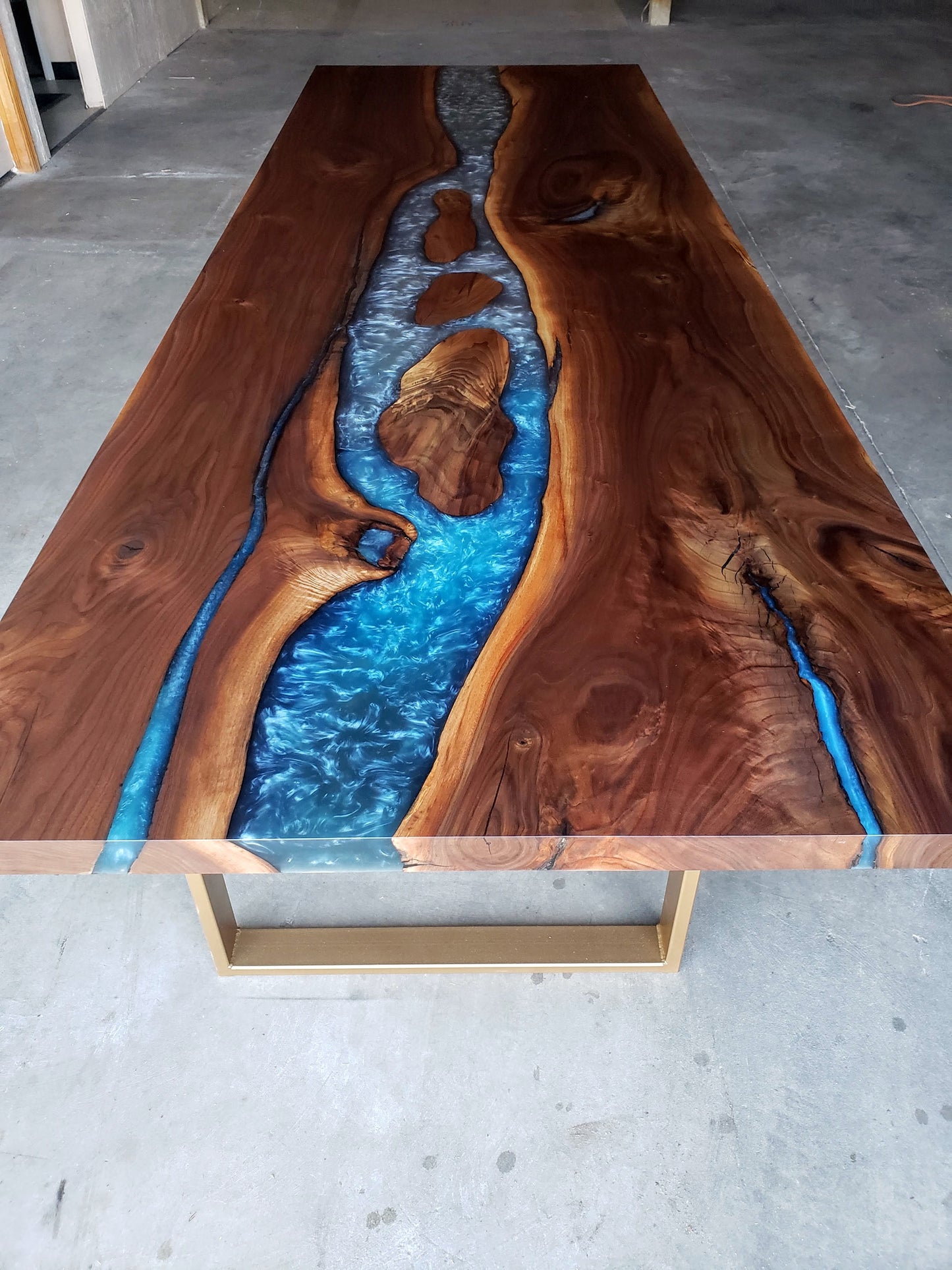 Customizable Hand-made Wood & Epoxy Resin River Dining Table