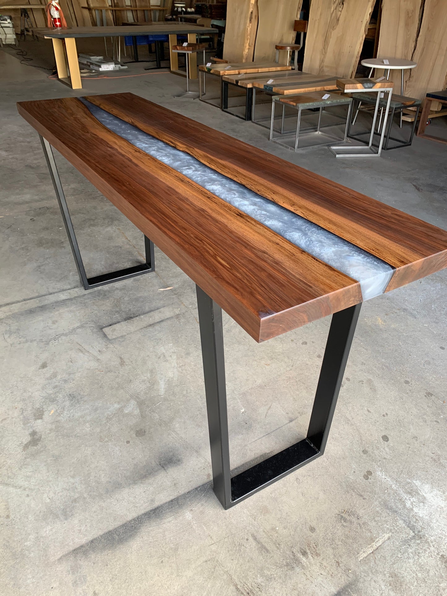 Signature Black Walnut Epoxy Resin River Console Table