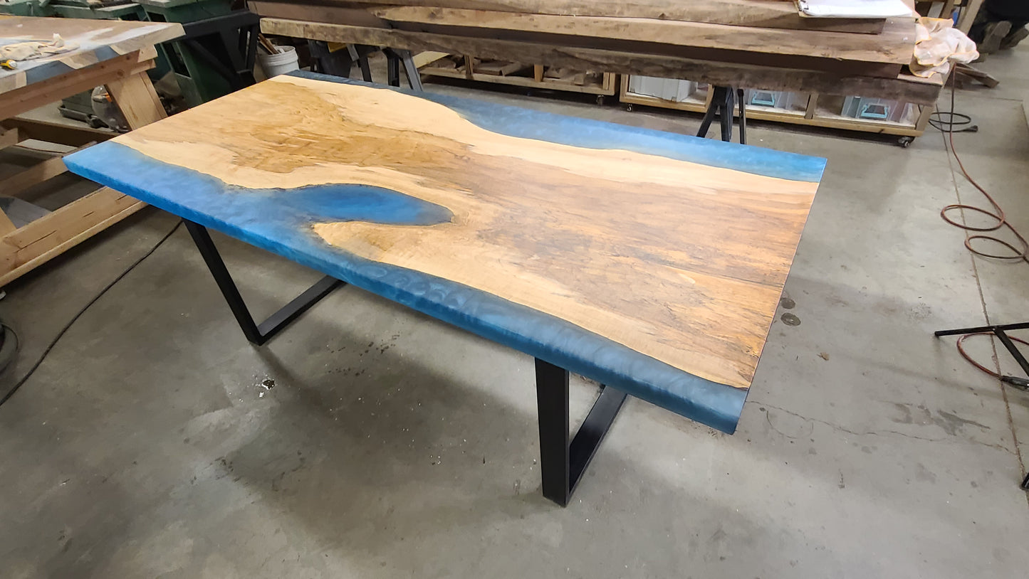 Customizable Black Walnut Epoxy Encased Dining Table