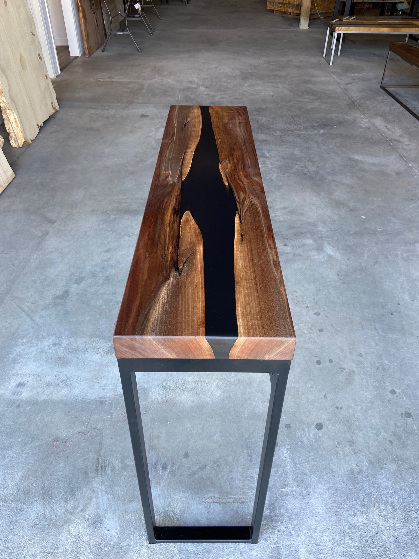 Signature Black Walnut Epoxy Resin River Console Table