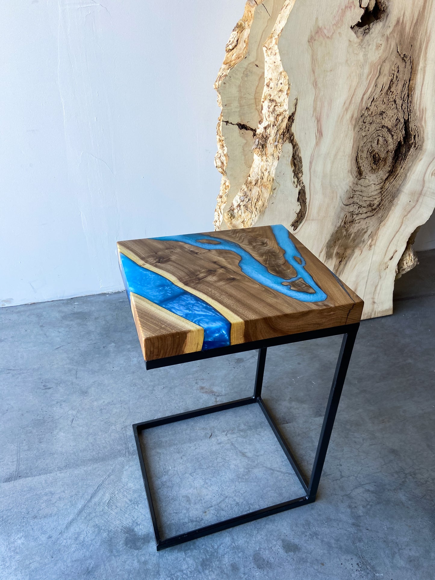 Customizable Black Walnut Epoxy River C-Table
