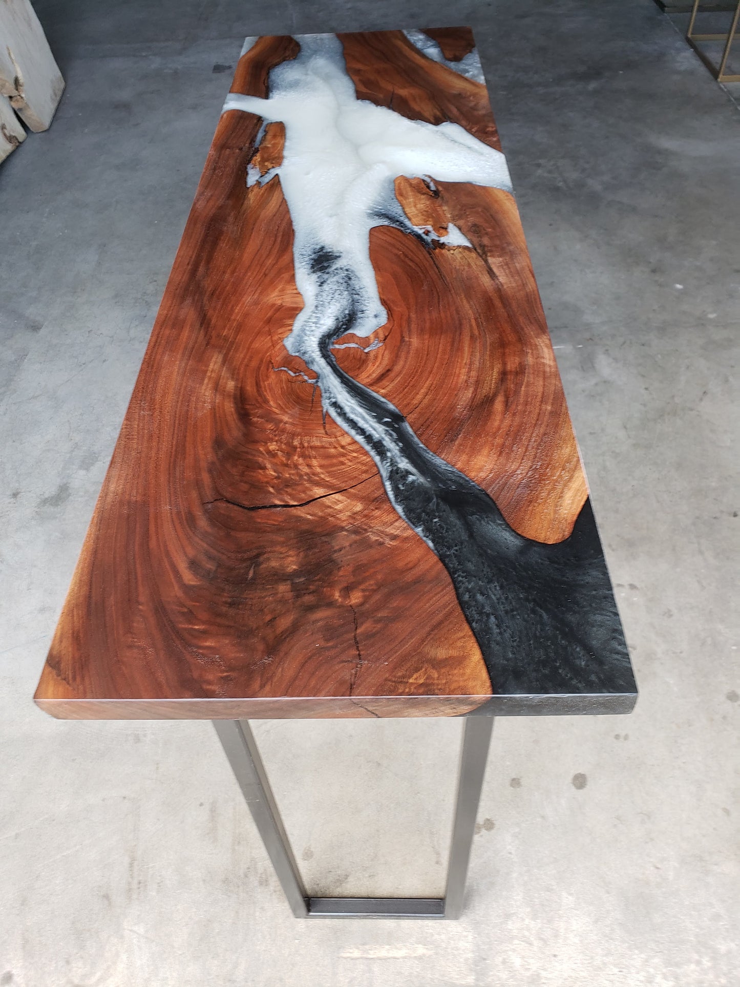 Signature Black Walnut Epoxy Resin River Console Table