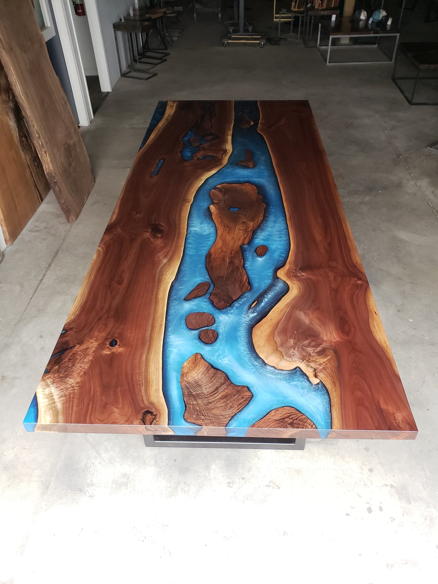 Customizable Black Walnut Epoxy River Dining Table