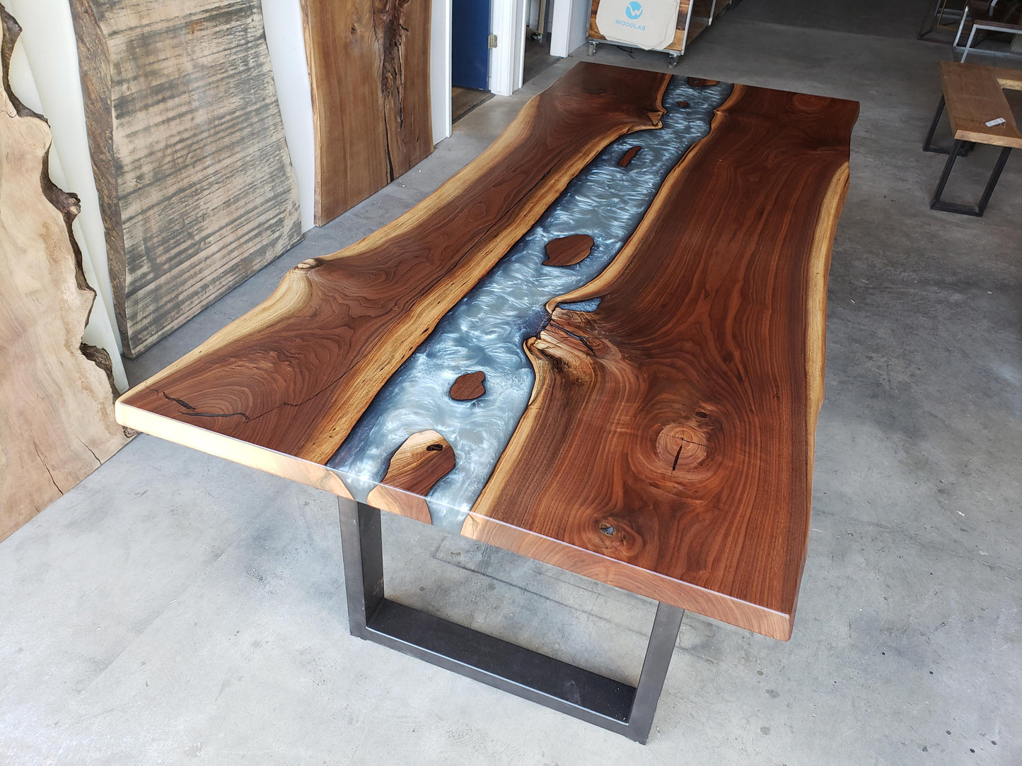 Customizable Black Walnut Epoxy River Dining Table