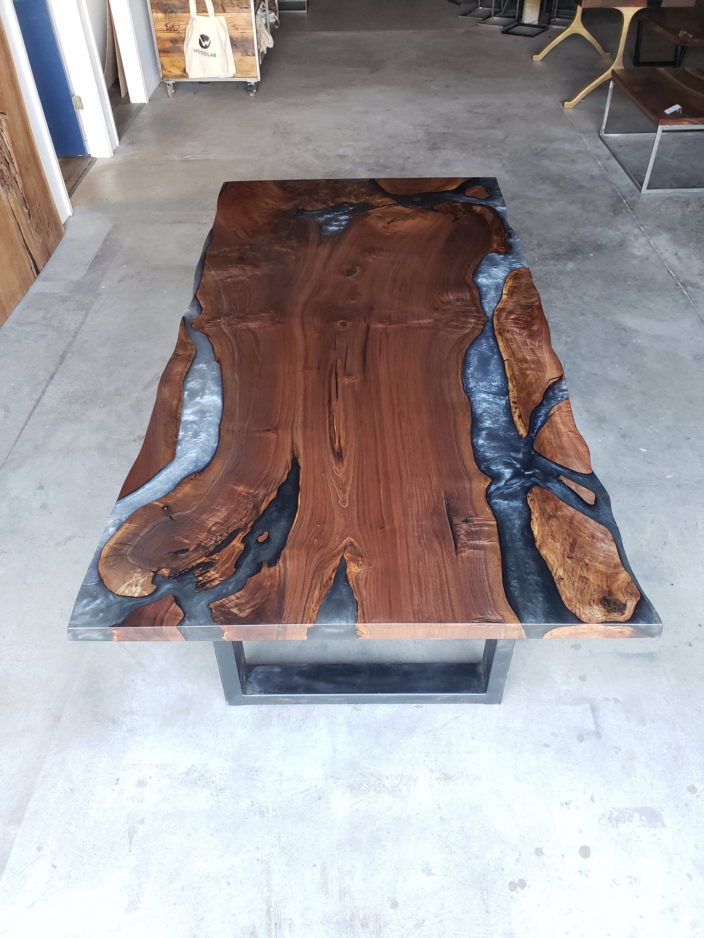 Customizable Black Walnut Epoxy Encased Dining Table