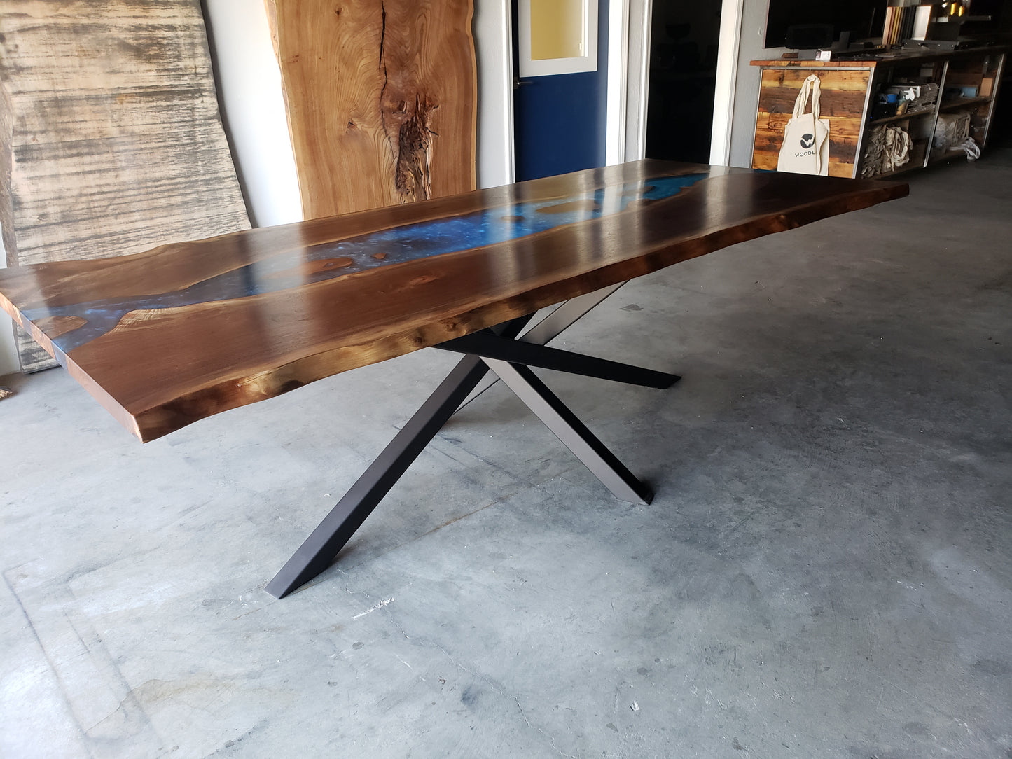 Customizable Black Walnut Epoxy River Dining Table