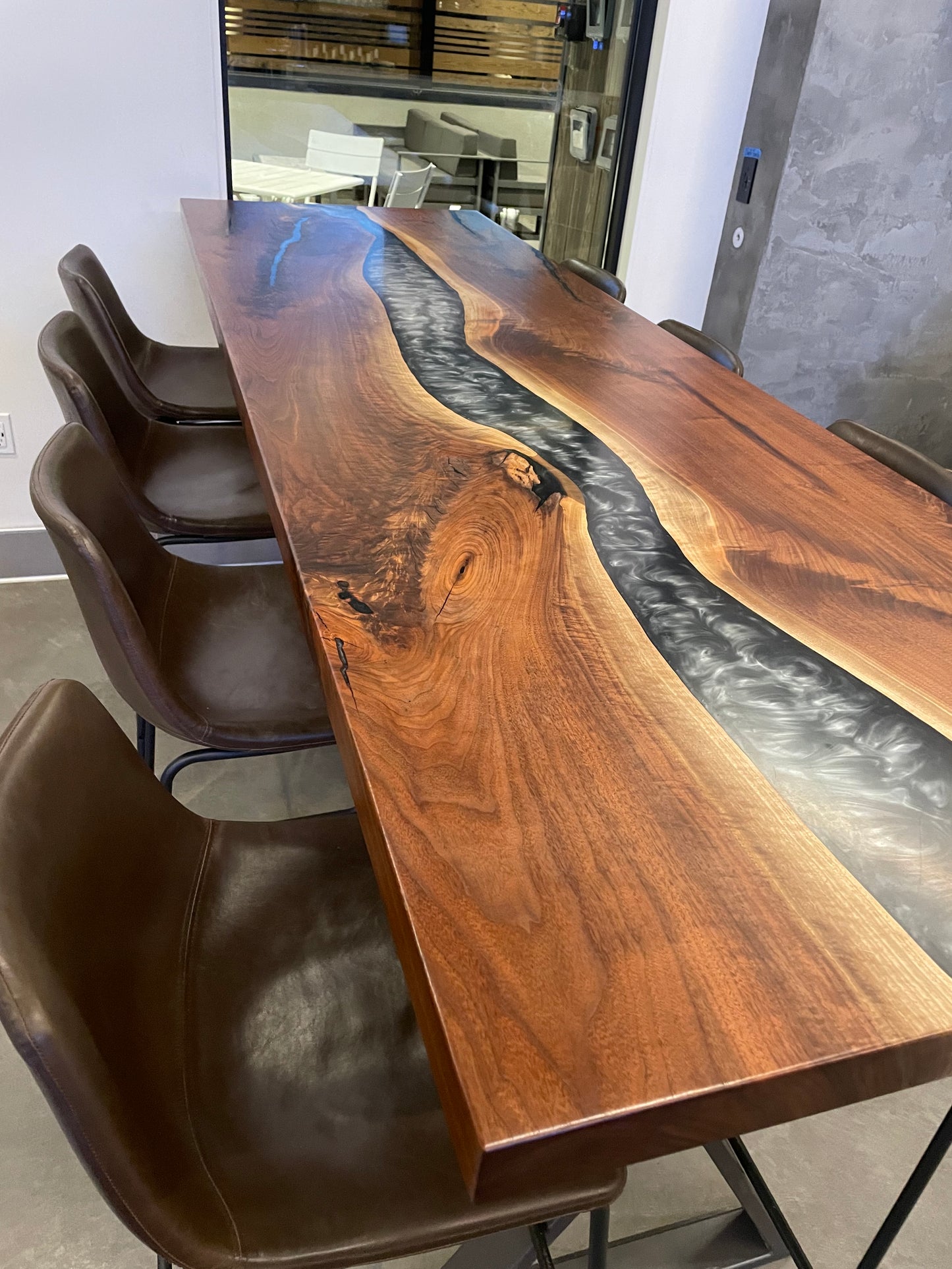 Signature Black Walnut Epoxy Resin River Console Table