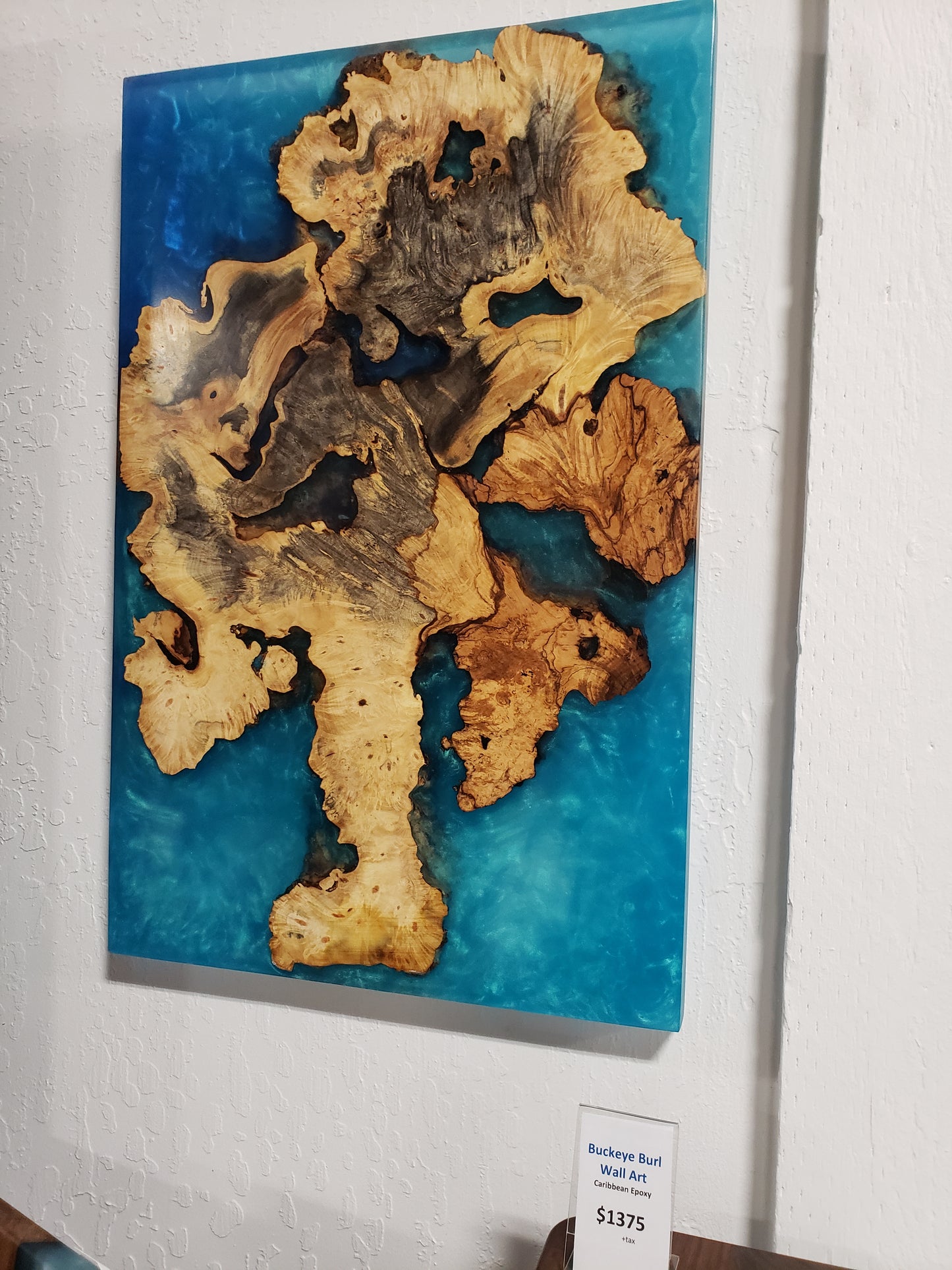Buckeye Burl Art Piece with Caribbean Epoxy