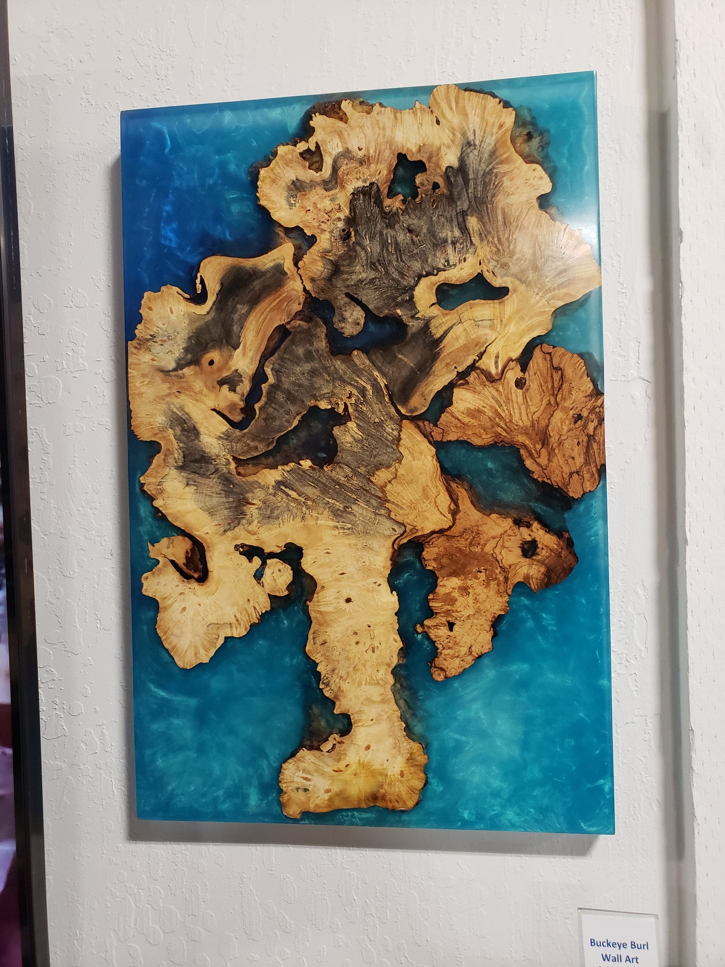 Buckeye Burl Art Piece with Caribbean Epoxy