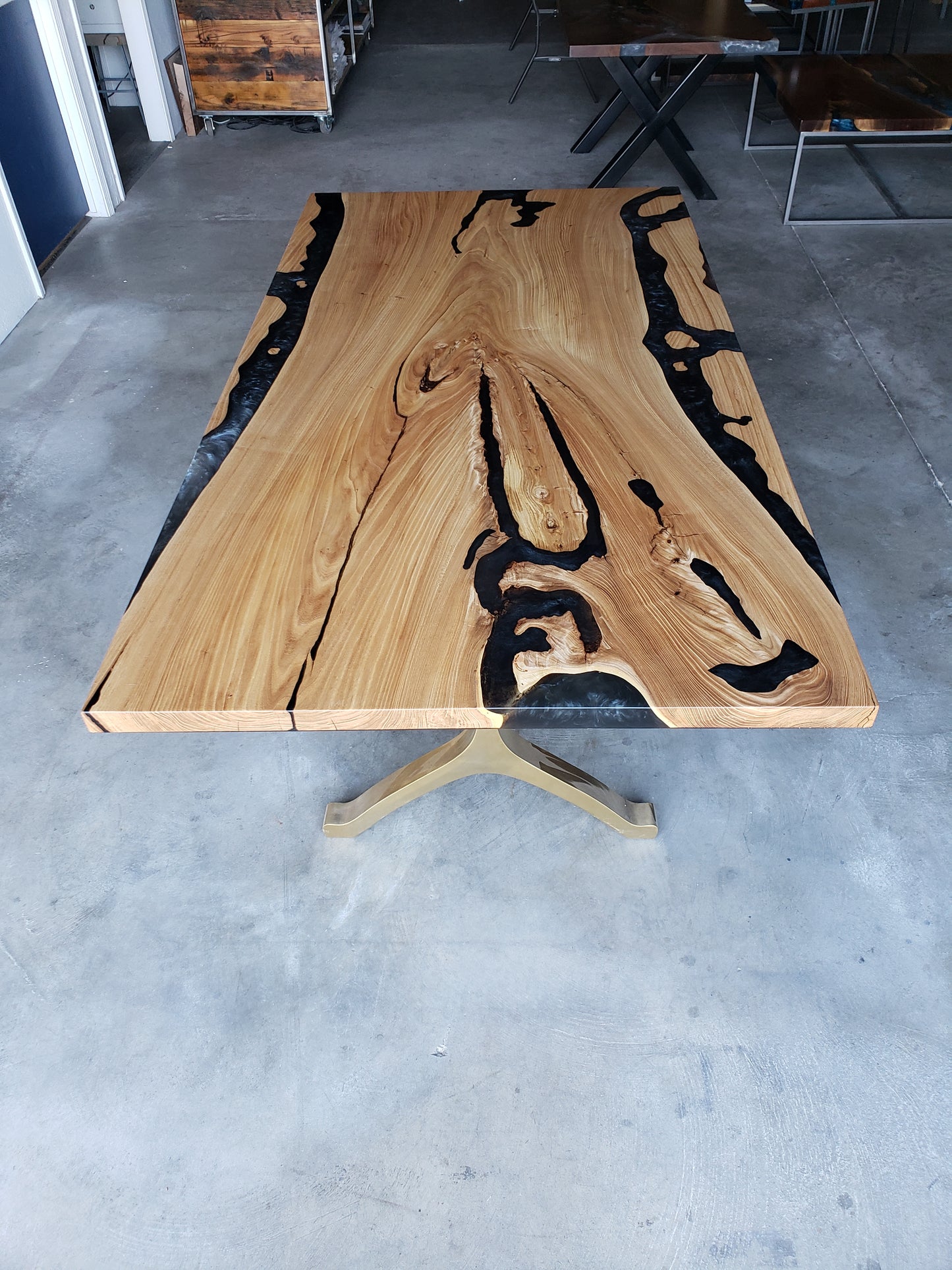 Customizable Black Walnut Epoxy Encased Dining Table