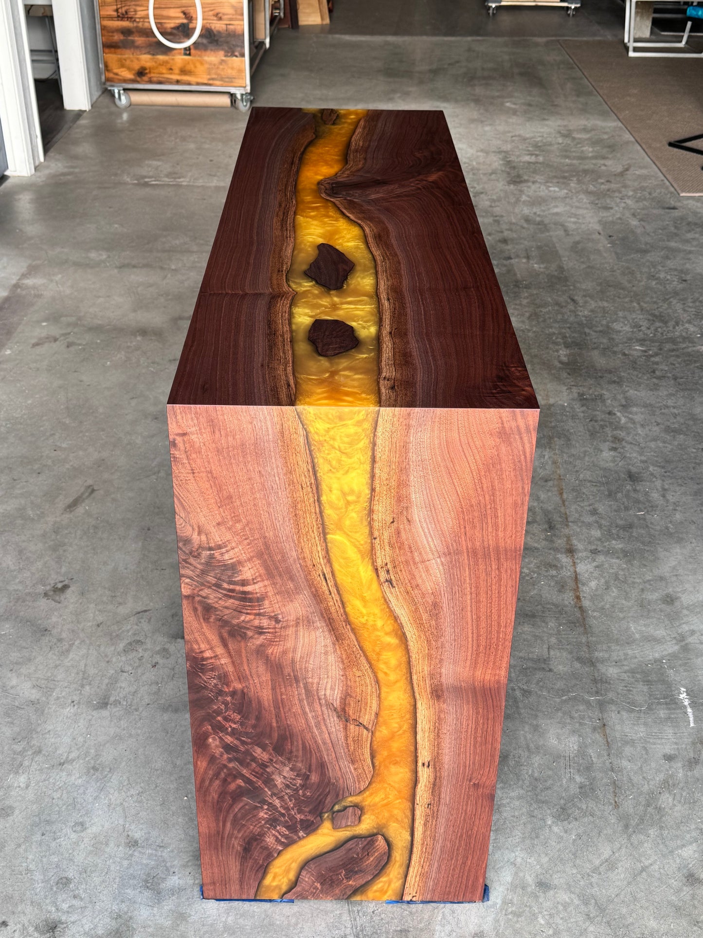 Signature Black Walnut Epoxy Resin River Console Table