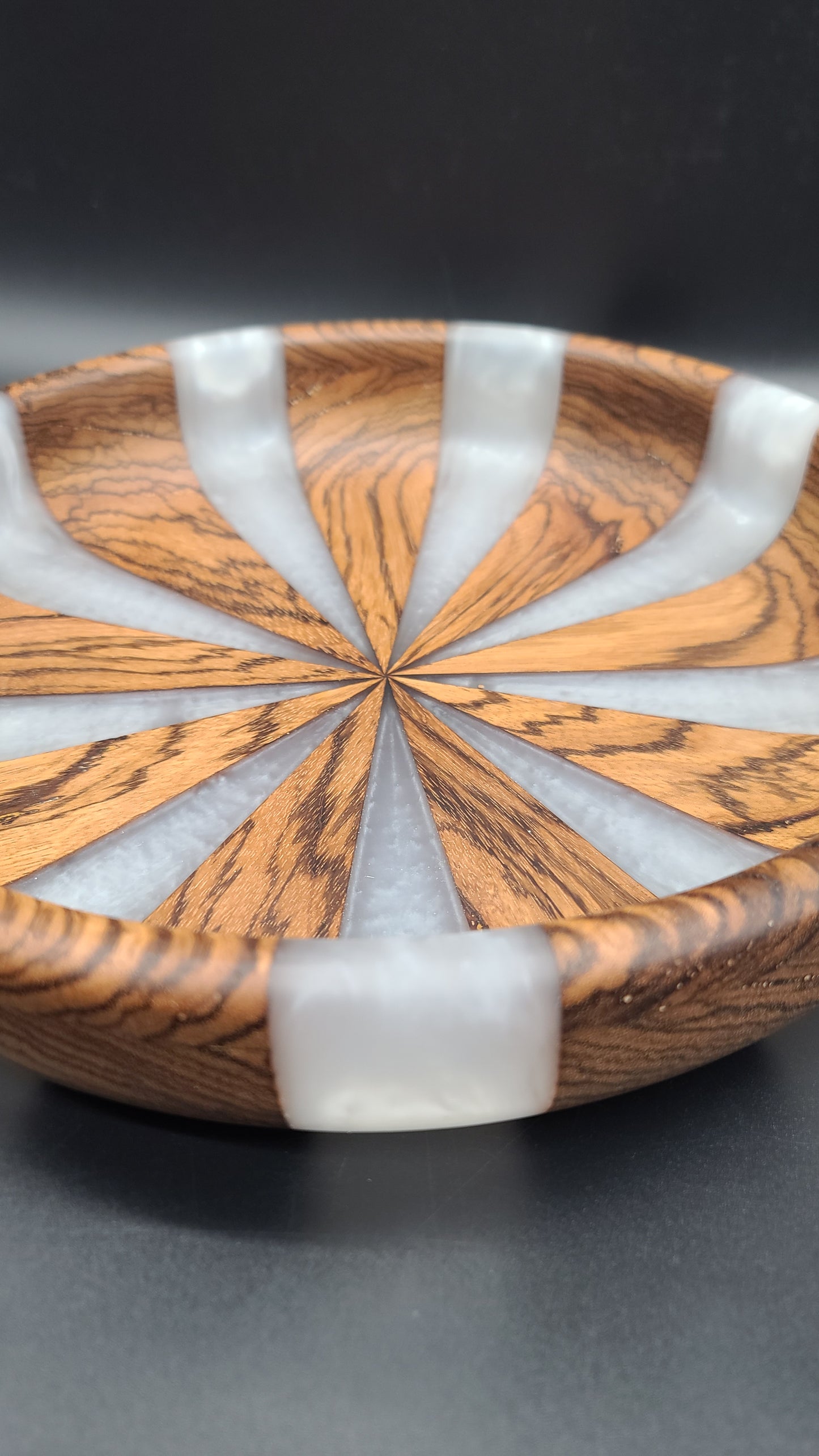 Tigerwood Bowl with Pearl/Grey Epoxy
