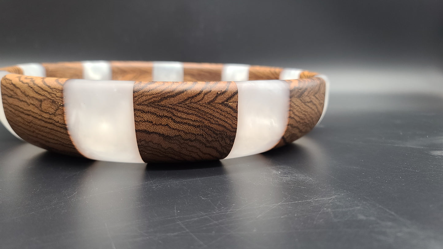 Tigerwood Bowl with Pearl/Grey Epoxy