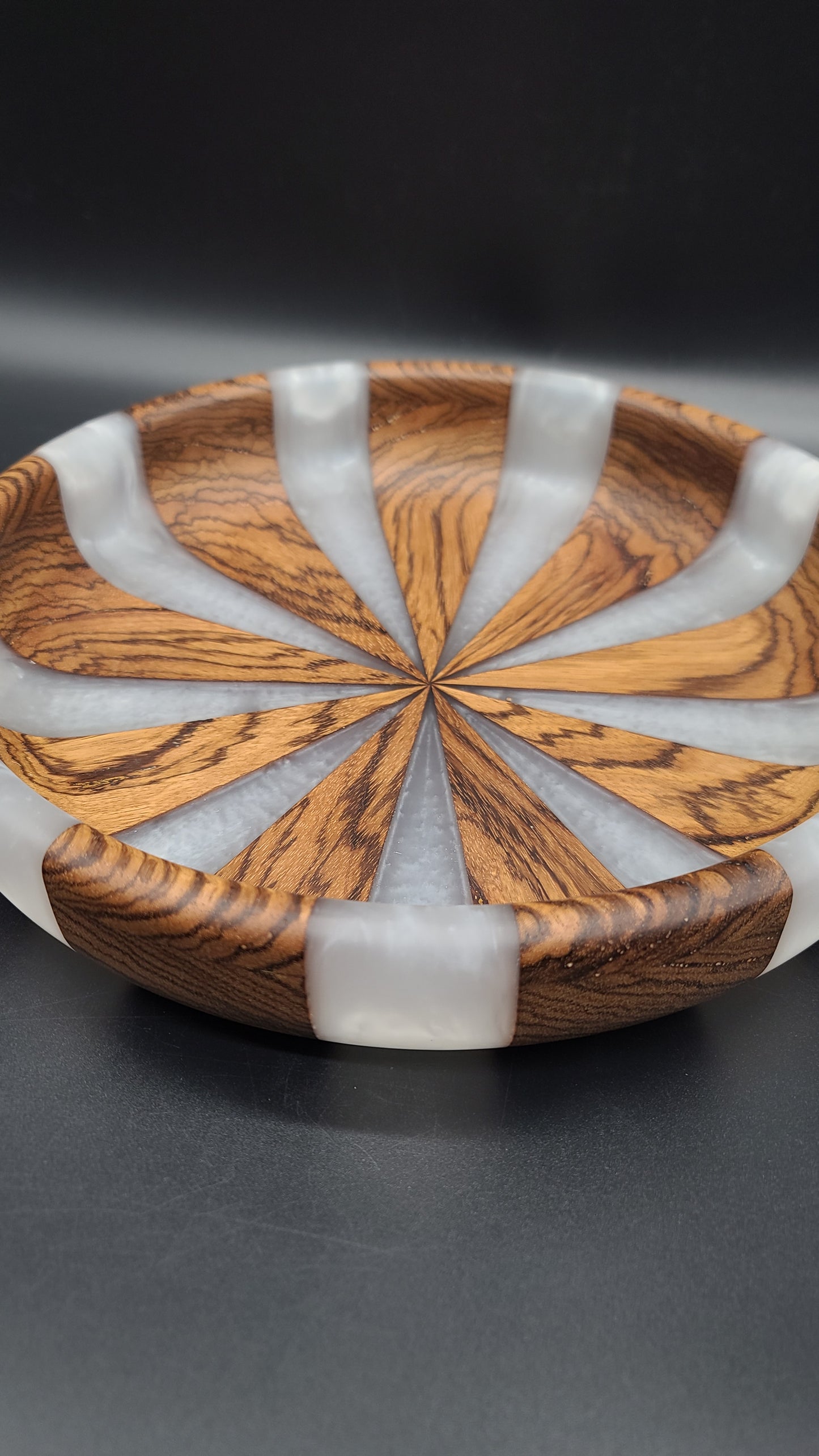 Tigerwood Bowl with Pearl/Grey Epoxy