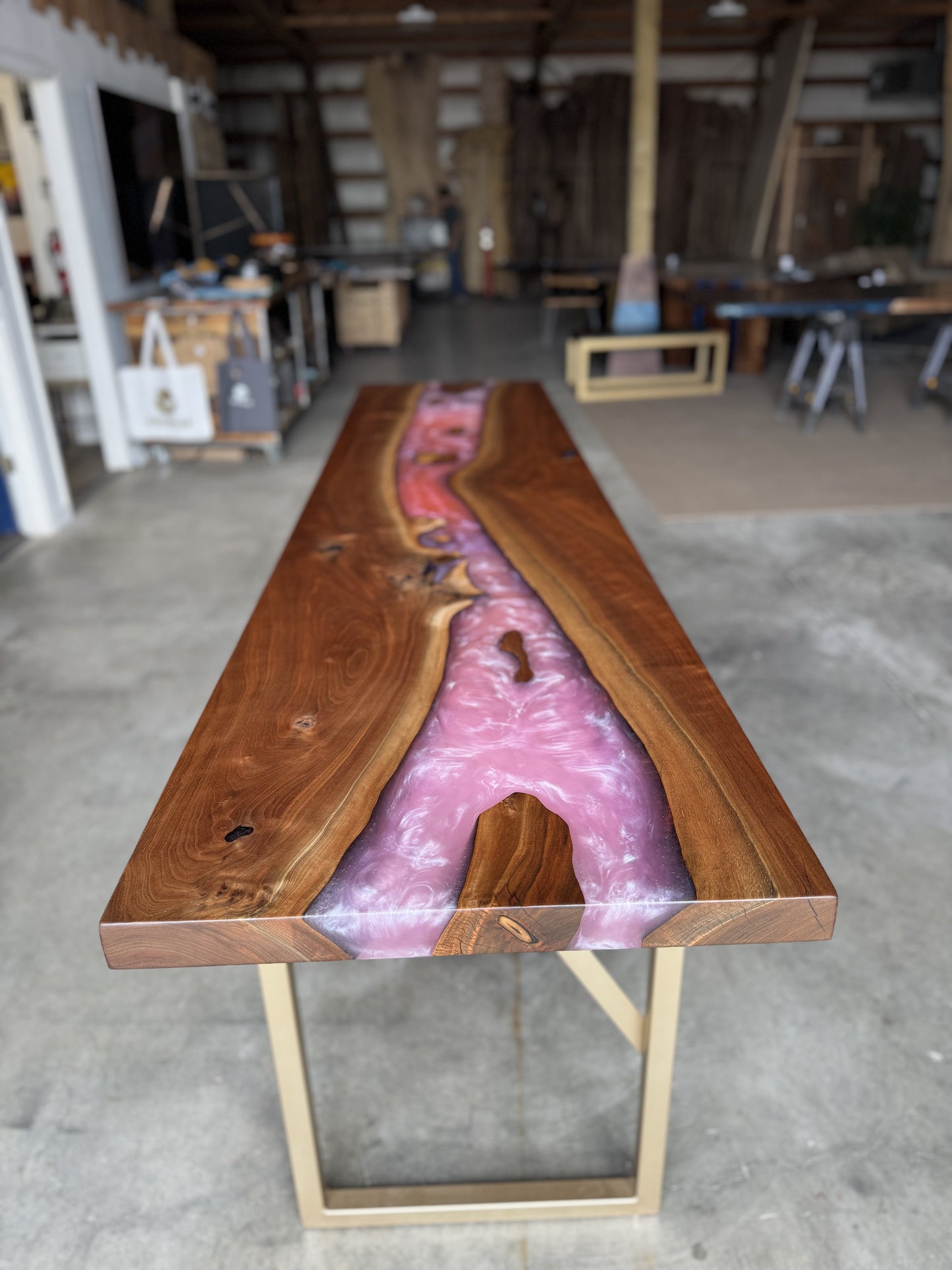Signature Black Walnut Epoxy Resin River Console Table