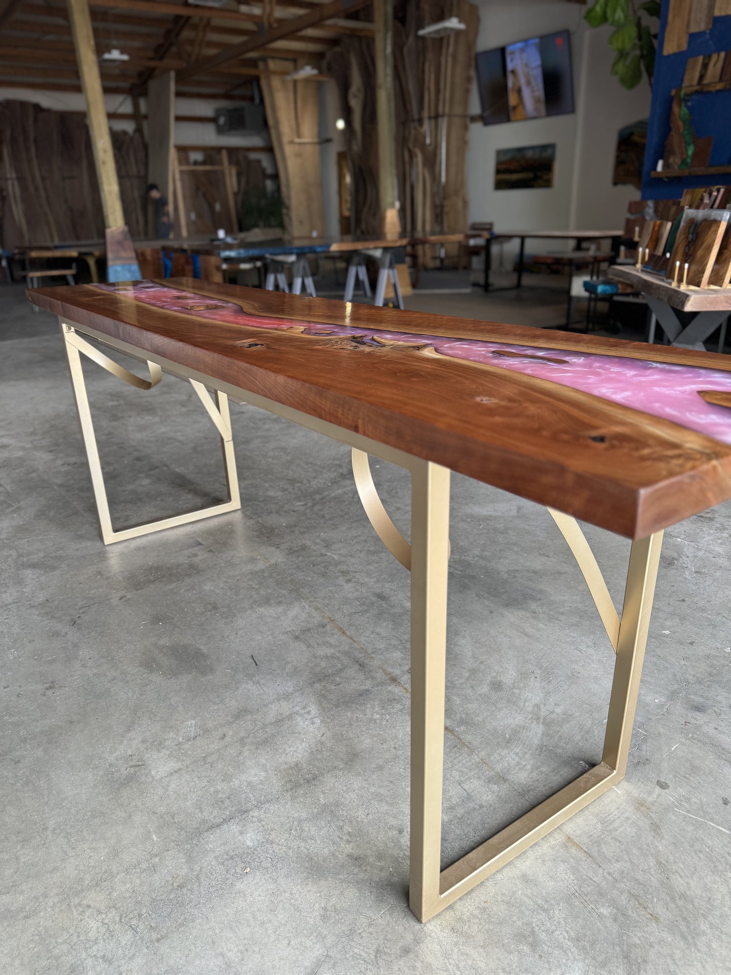 Signature Black Walnut Epoxy Resin River Console Table