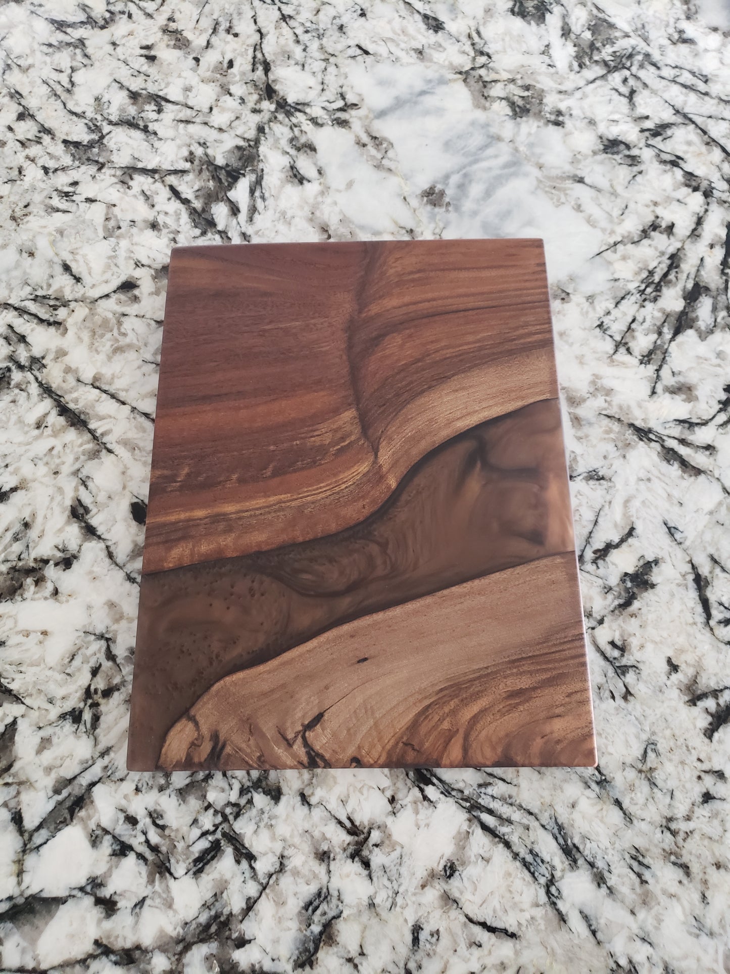 Signature Black Walnut and Espresso Epoxy Resin River Charcuterie Board