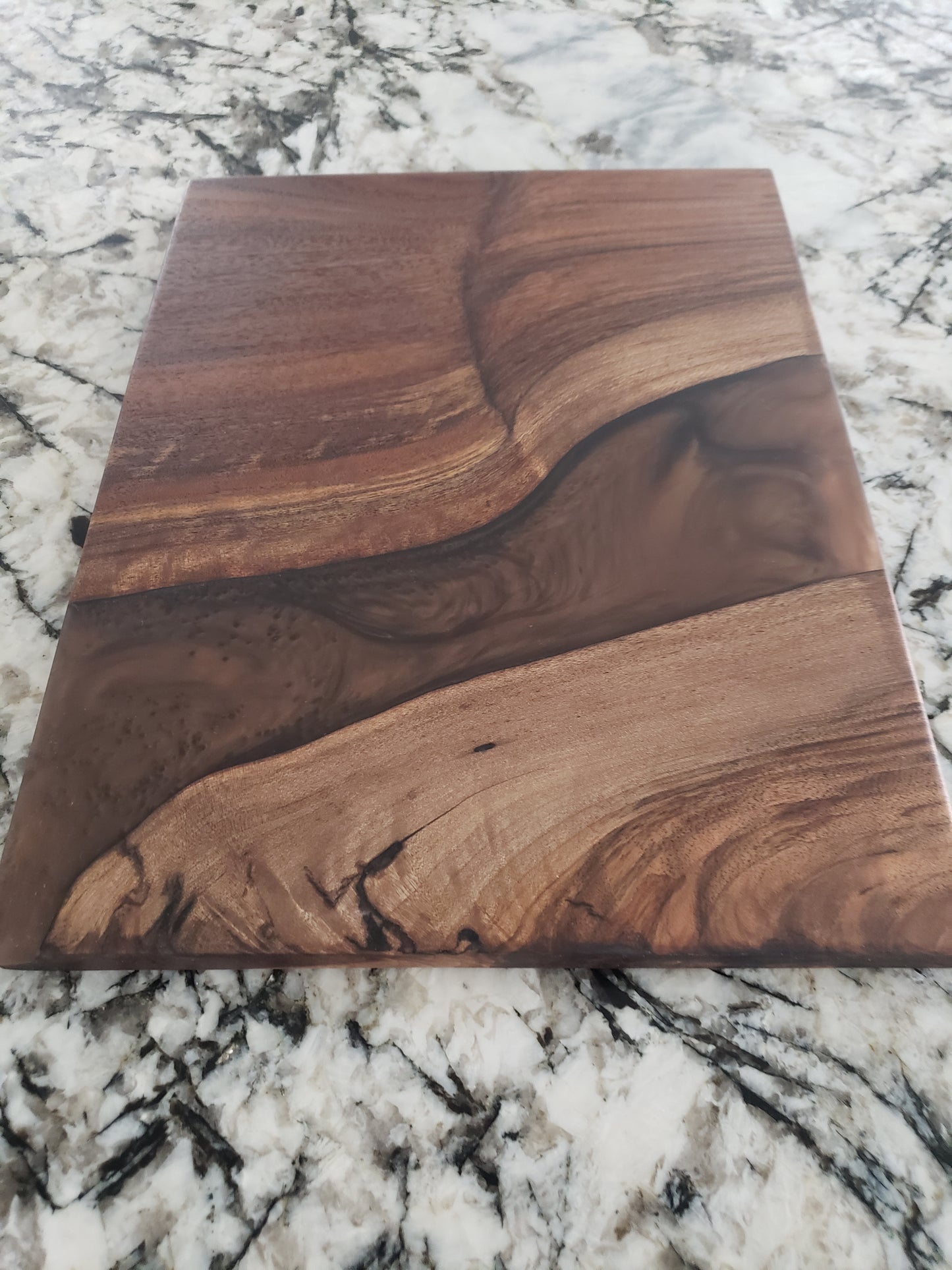 Signature Black Walnut and Espresso Epoxy Resin River Charcuterie Board