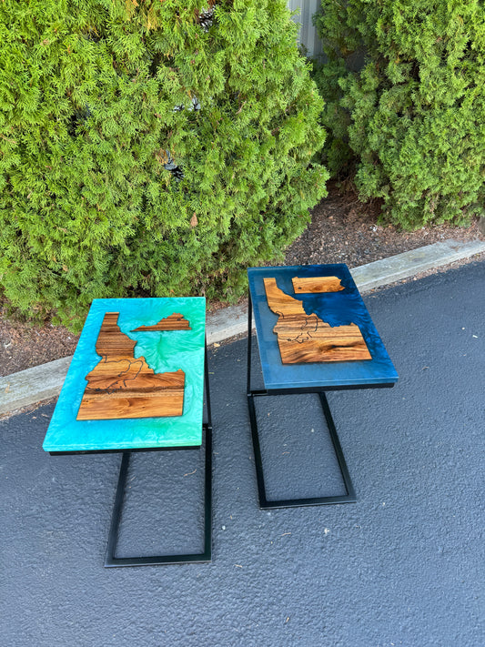 Customizable Black Walnut Epoxy River C-Table
