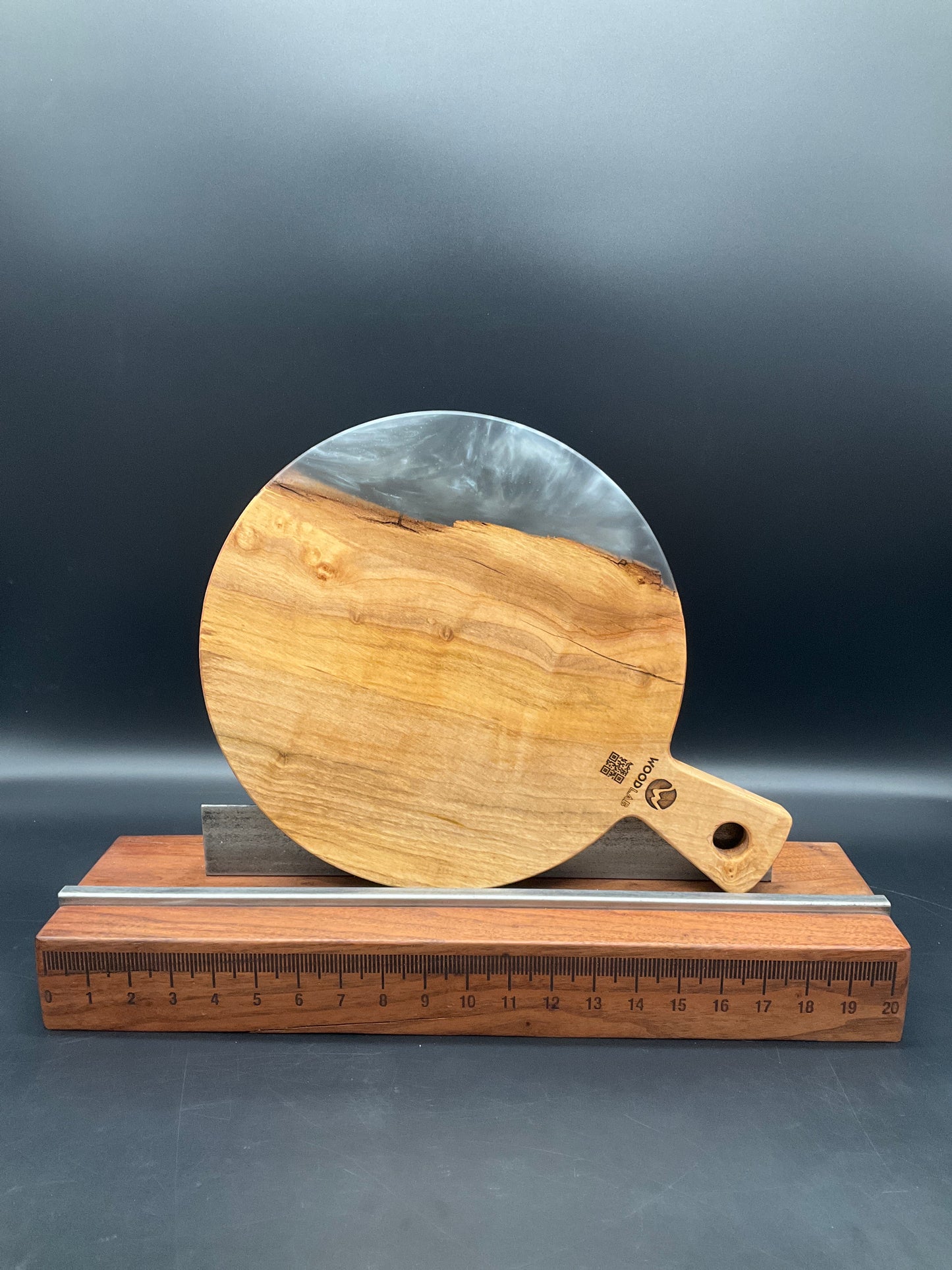 12" Round Handled Spalted Maple Hardwood Charcuterie Board