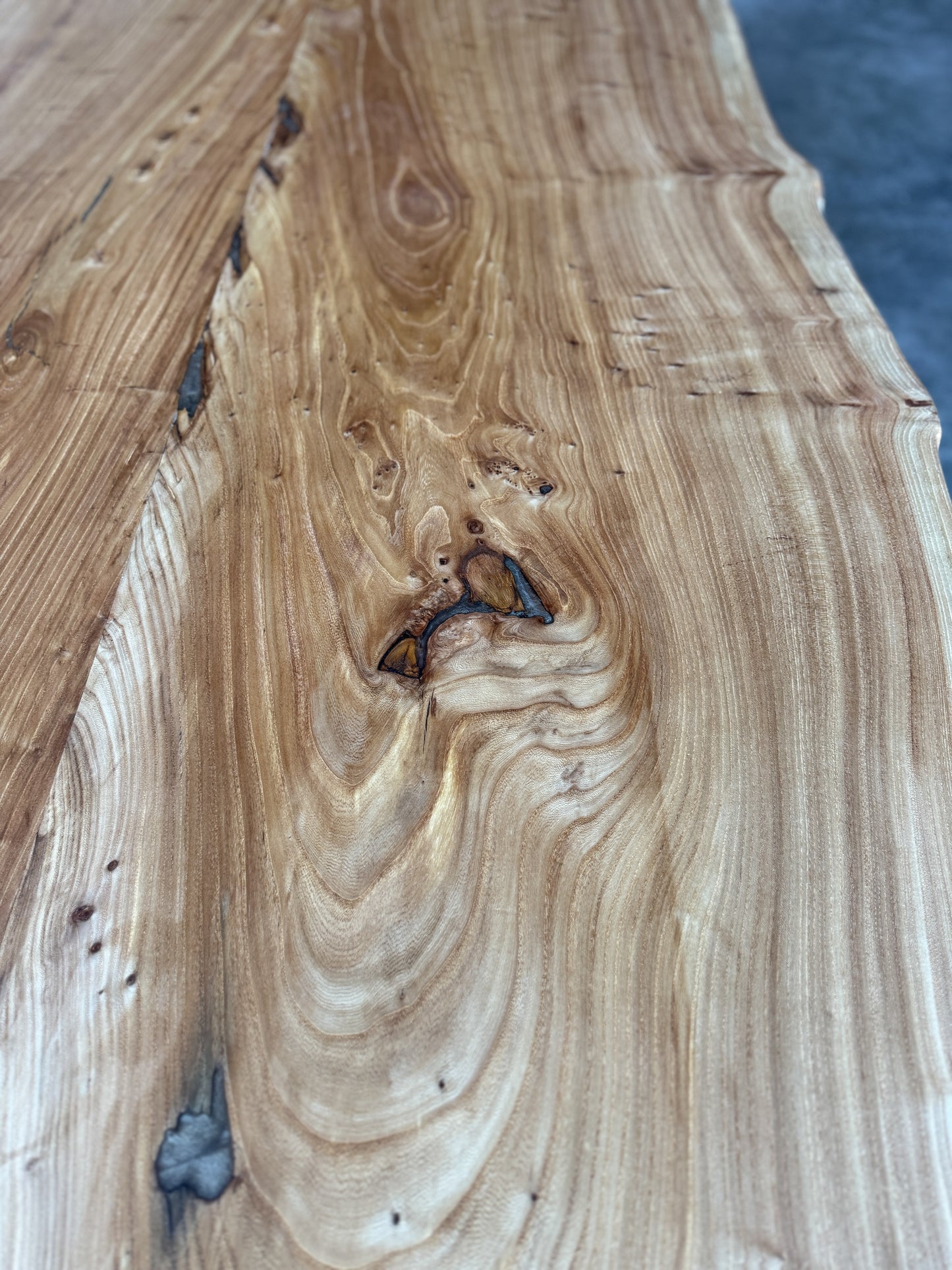 Live Edge Siberian Elm Slab Dining Table